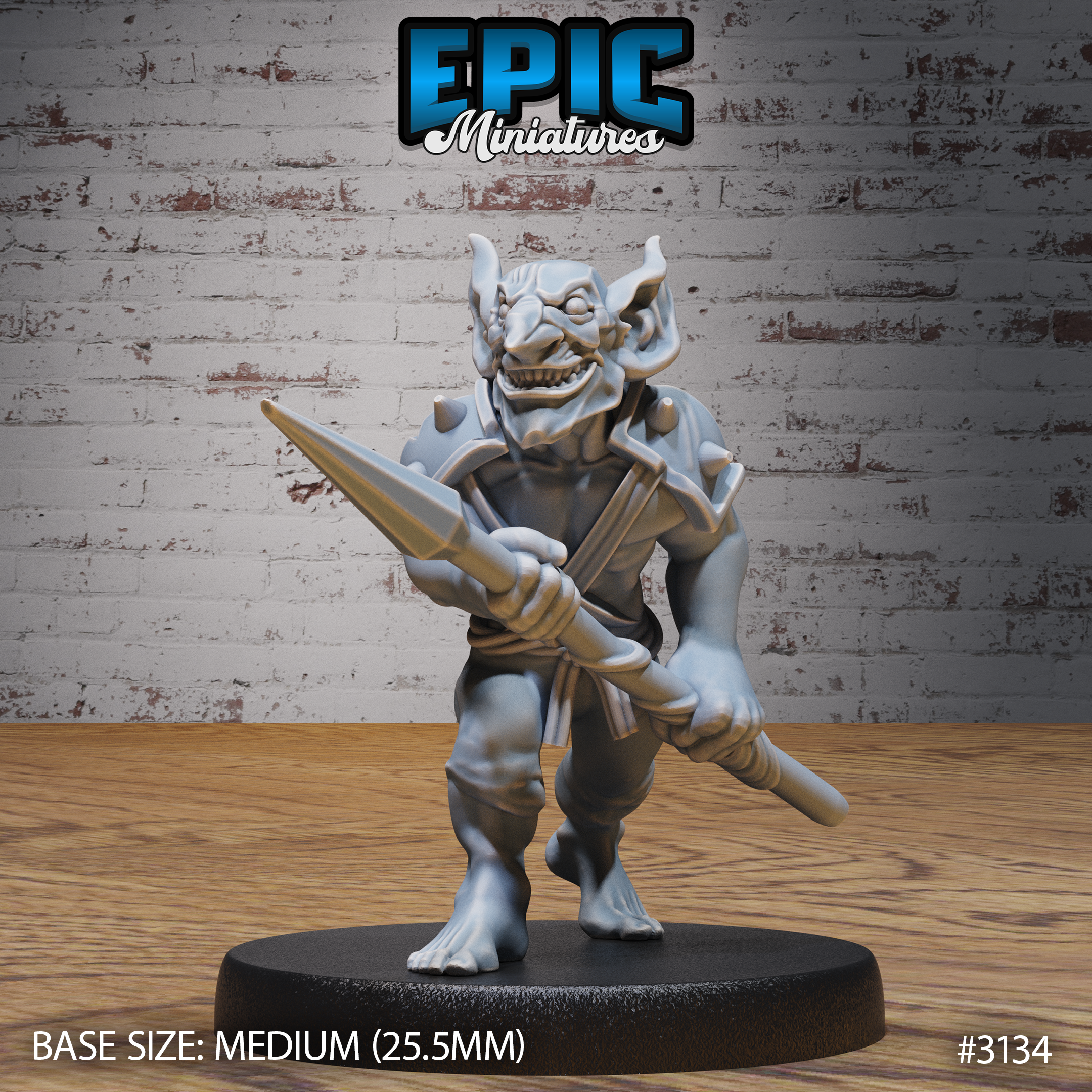 Wicked Goblin Tribe Spear / Male Goblinoid / Evil Ogre / Green Skin Army Soldier / Siege Servant