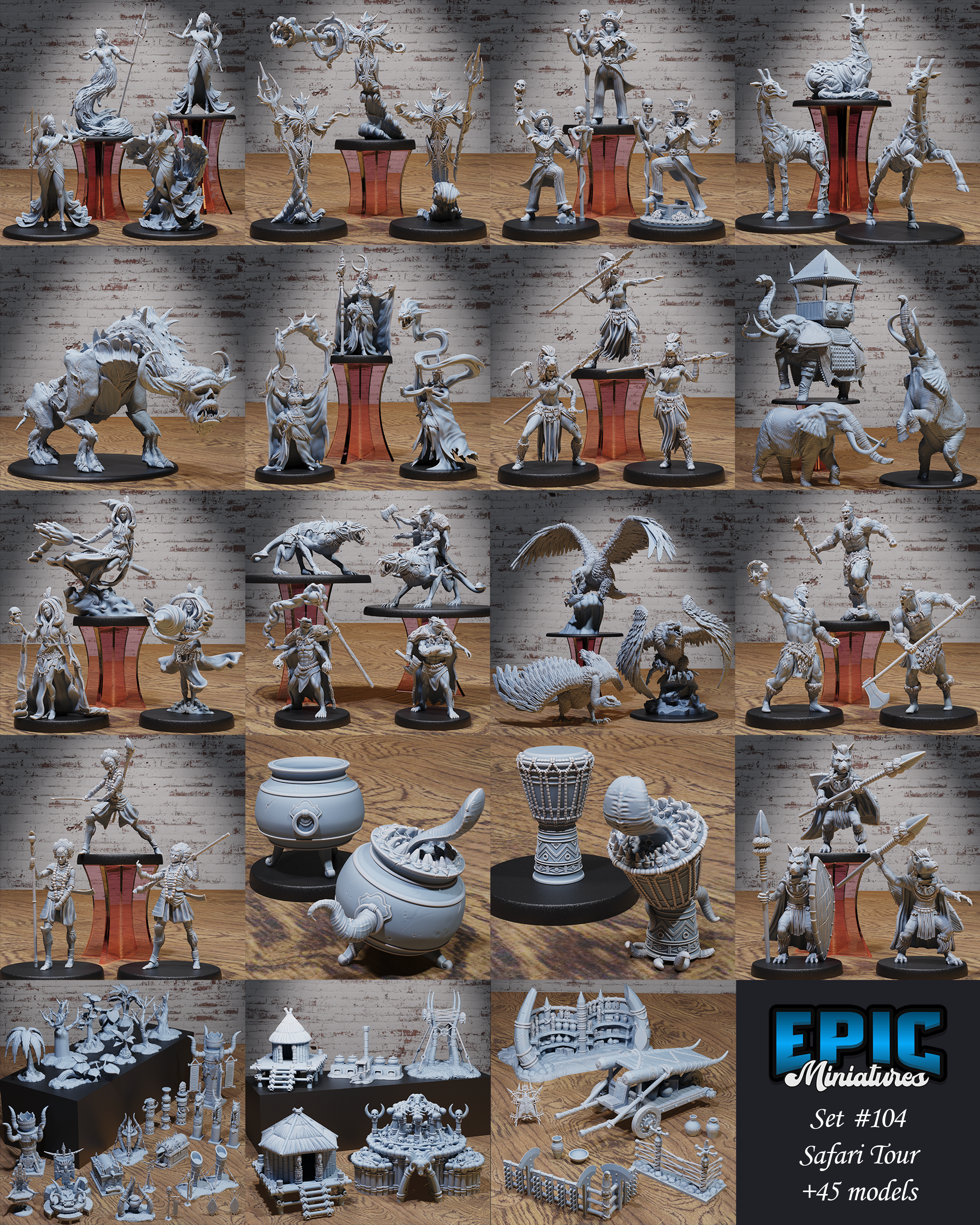 Safari Tour Set / Wild Animal & Tribe Encounter / Fantasy Africa Collection / Pre-Supported
