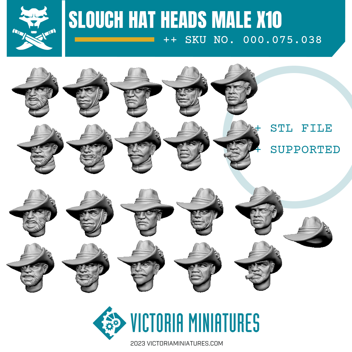 Slouch Hat Heads Male x10