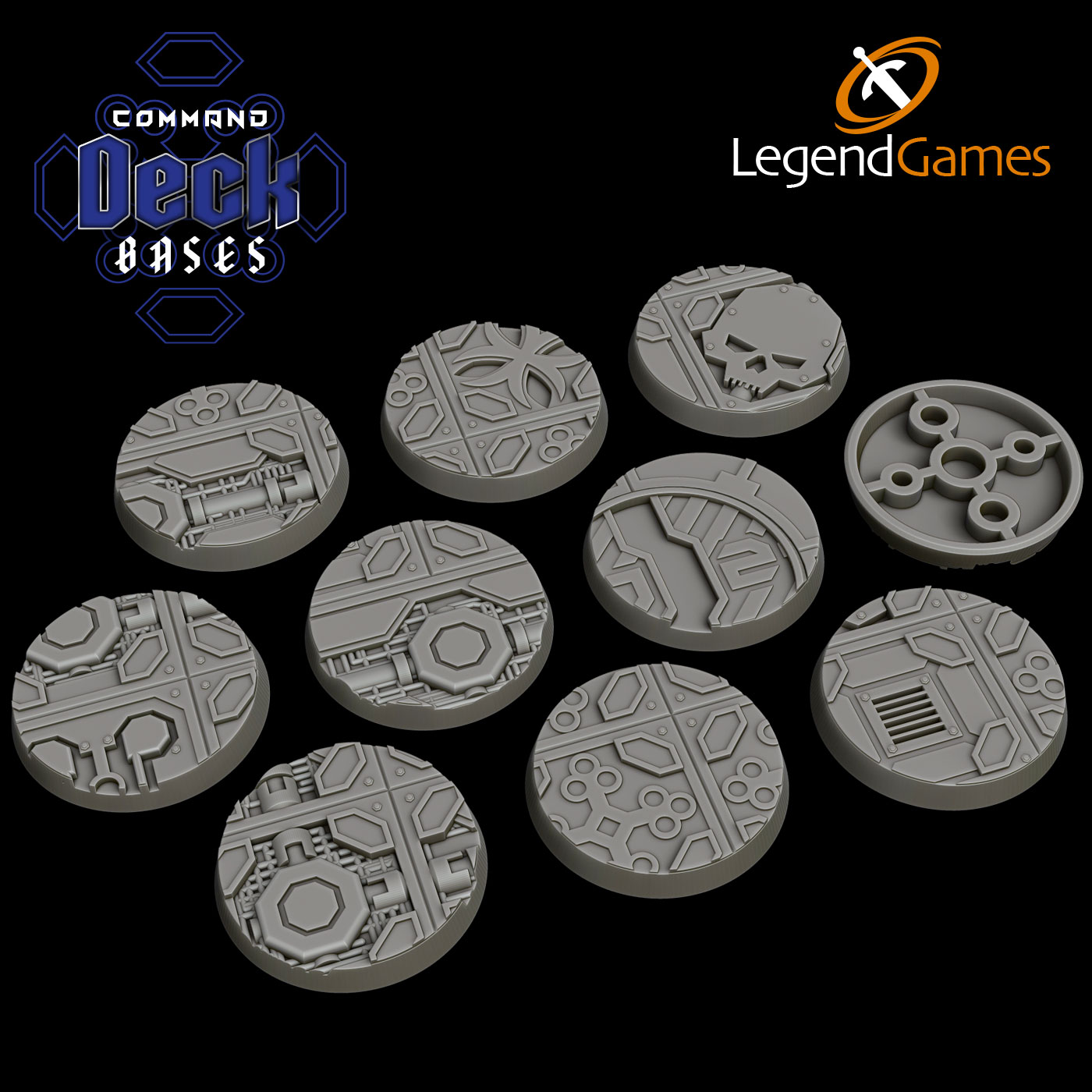 LegendGames 32mm Command Deck Bases - Round magnetised Sci-Fi