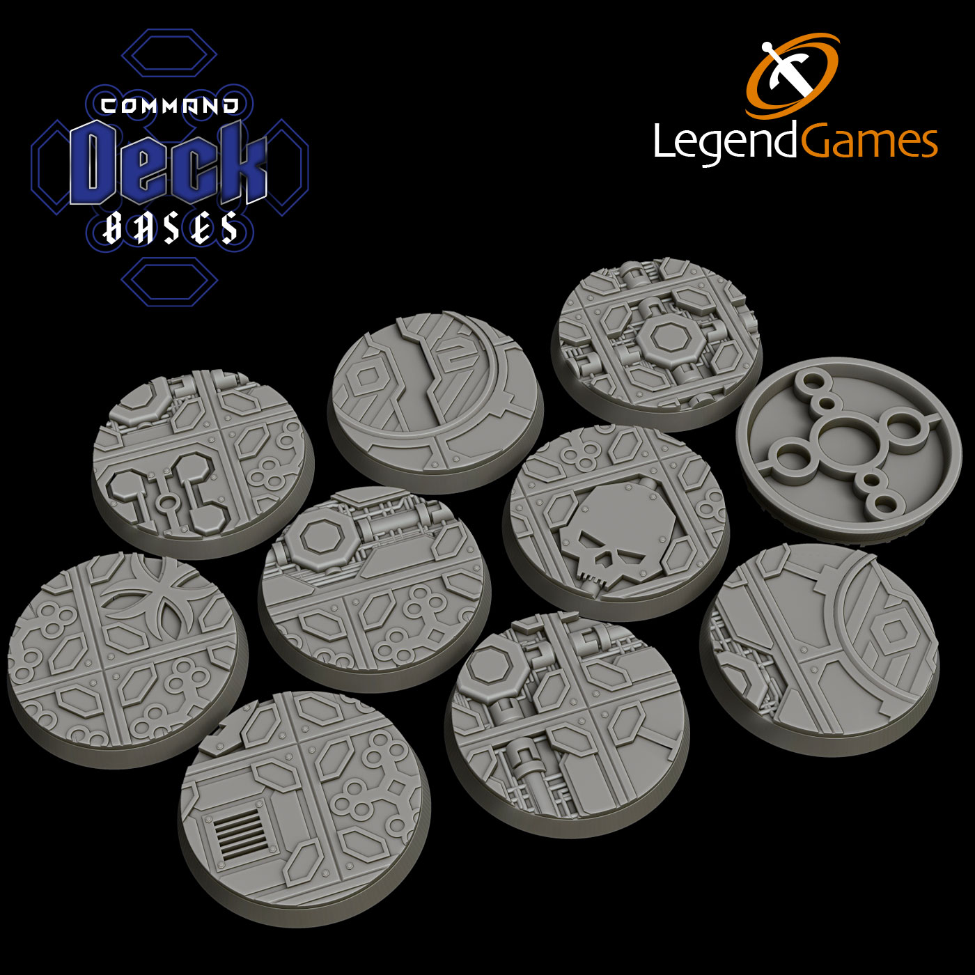 LegendGames 40mm Command Deck Bases - Round magnetised Sci-Fi