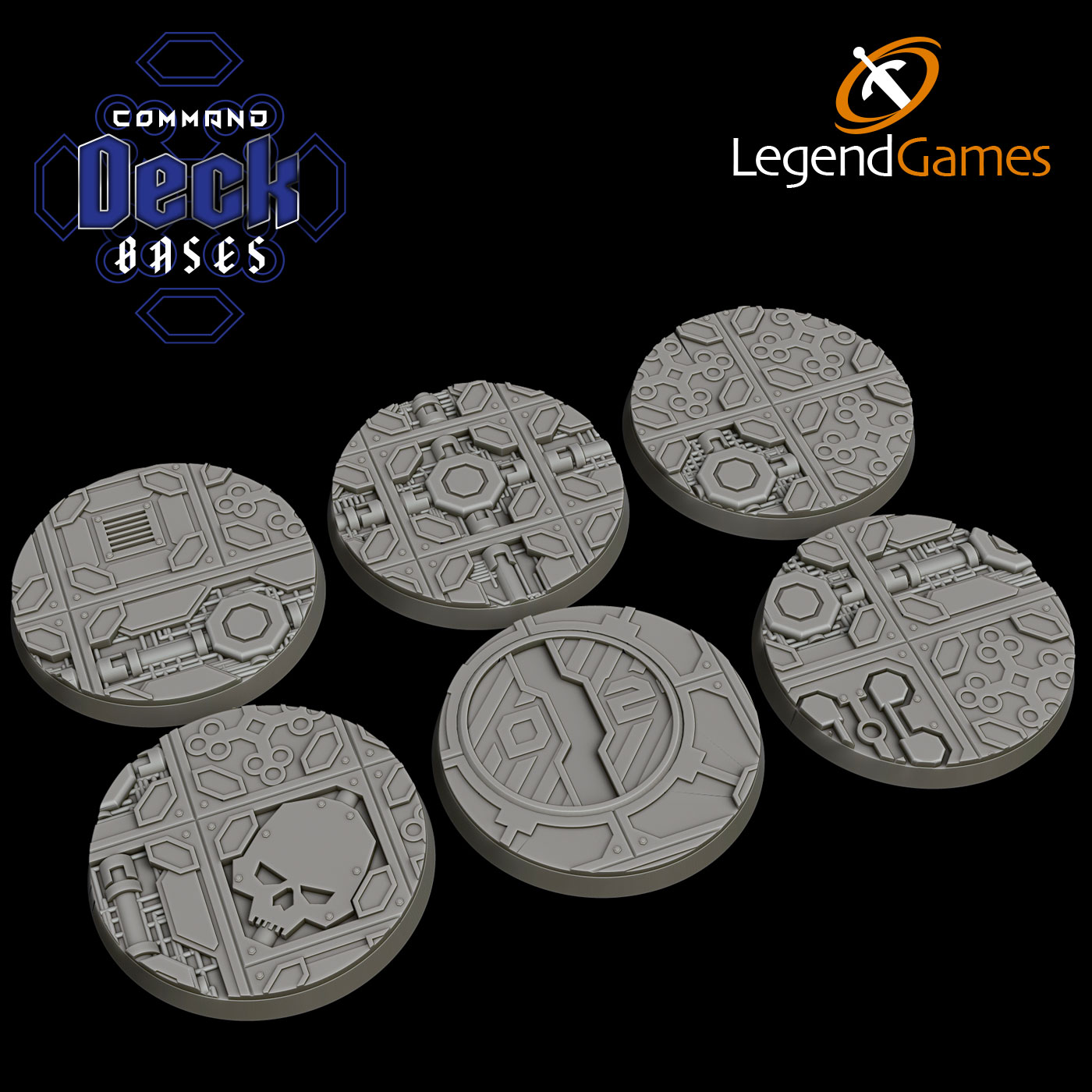 LegendGames 50mm Command Deck Bases - Round magnetised Sci-Fi