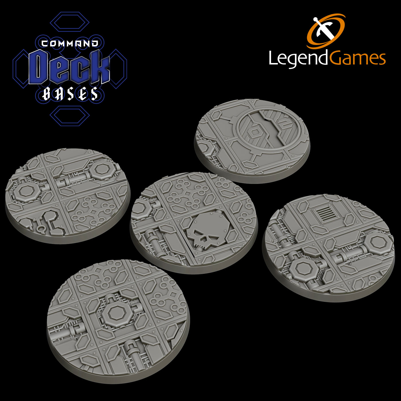 LegendGames 60mm Command Deck Bases - Round magnetised Sci-Fi