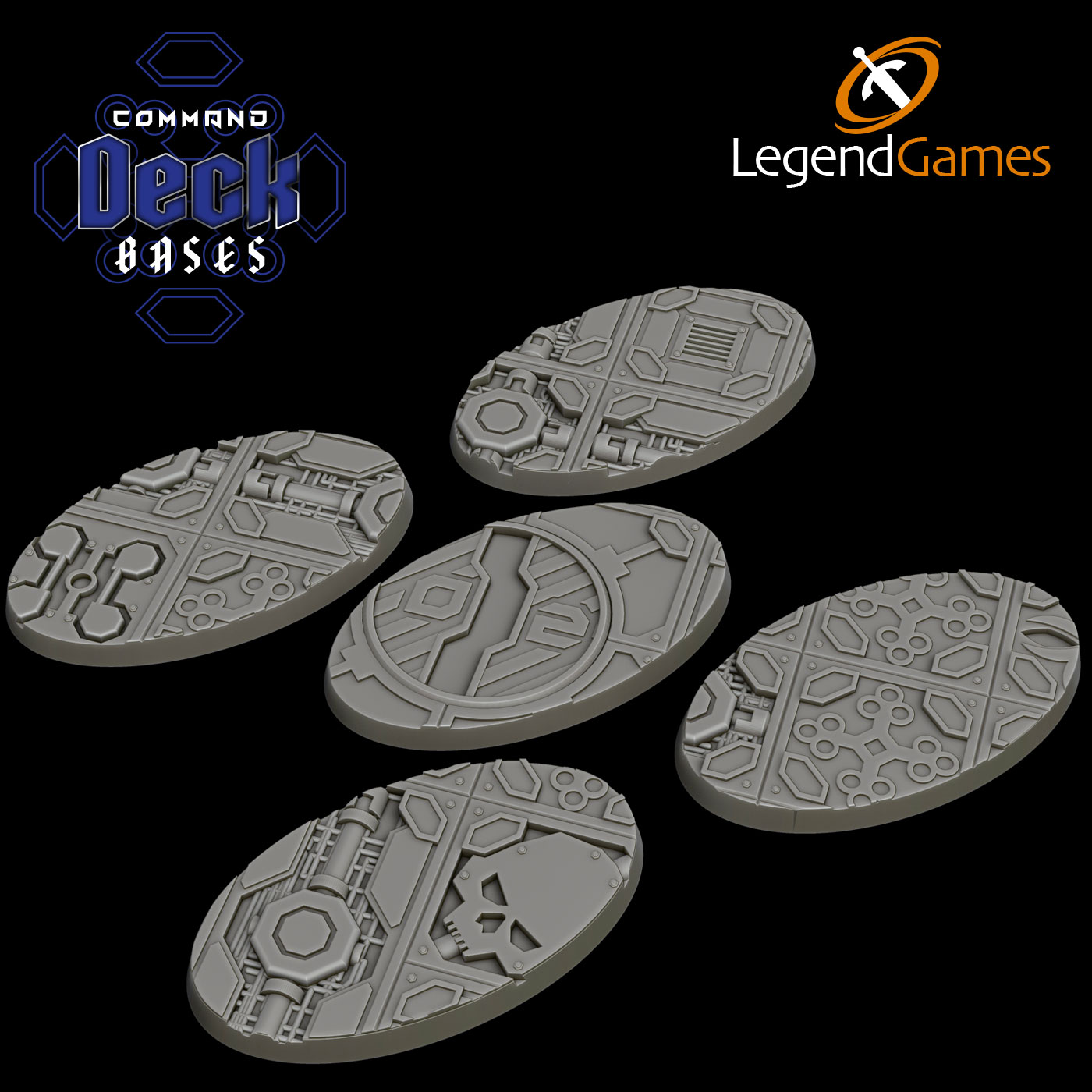 LegendGames 60x35mm Command Deck Bases - Oval magnetised Sci-Fi