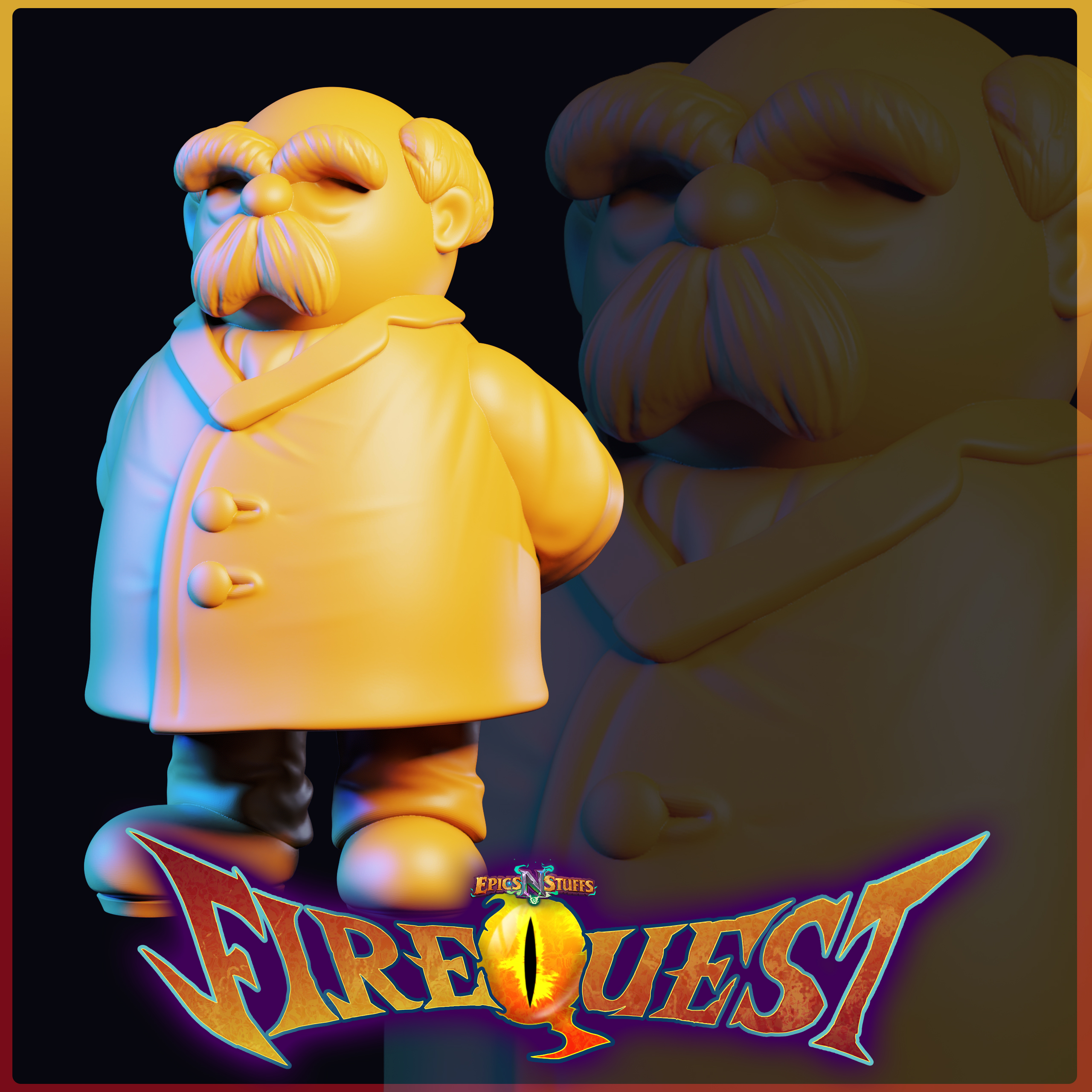 Professor, Fire Quest Miniature - Pre-Supported
