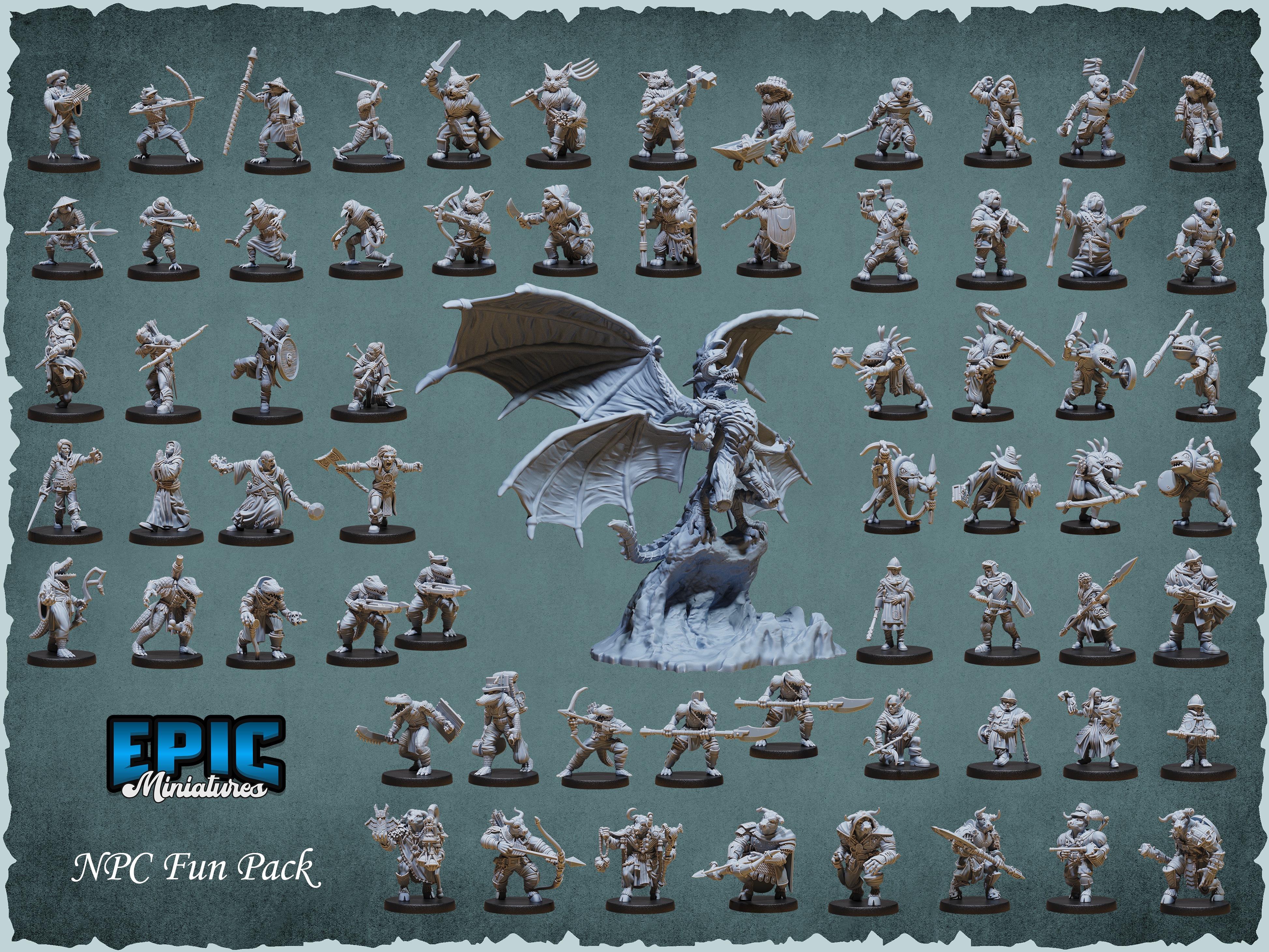 NPC Fun Pack (65 Models) / Villager & Animal Folk Set / Tribe Encounter / Pre-Supported