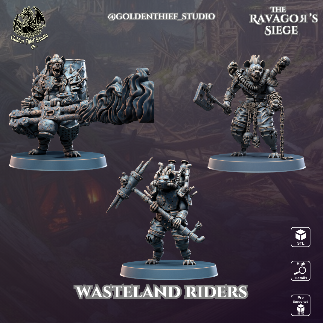Wasteland Riders - Ravagors | 3D Printable STL PostApocalyptic Gnoll Creatures for Wargames & RPGs