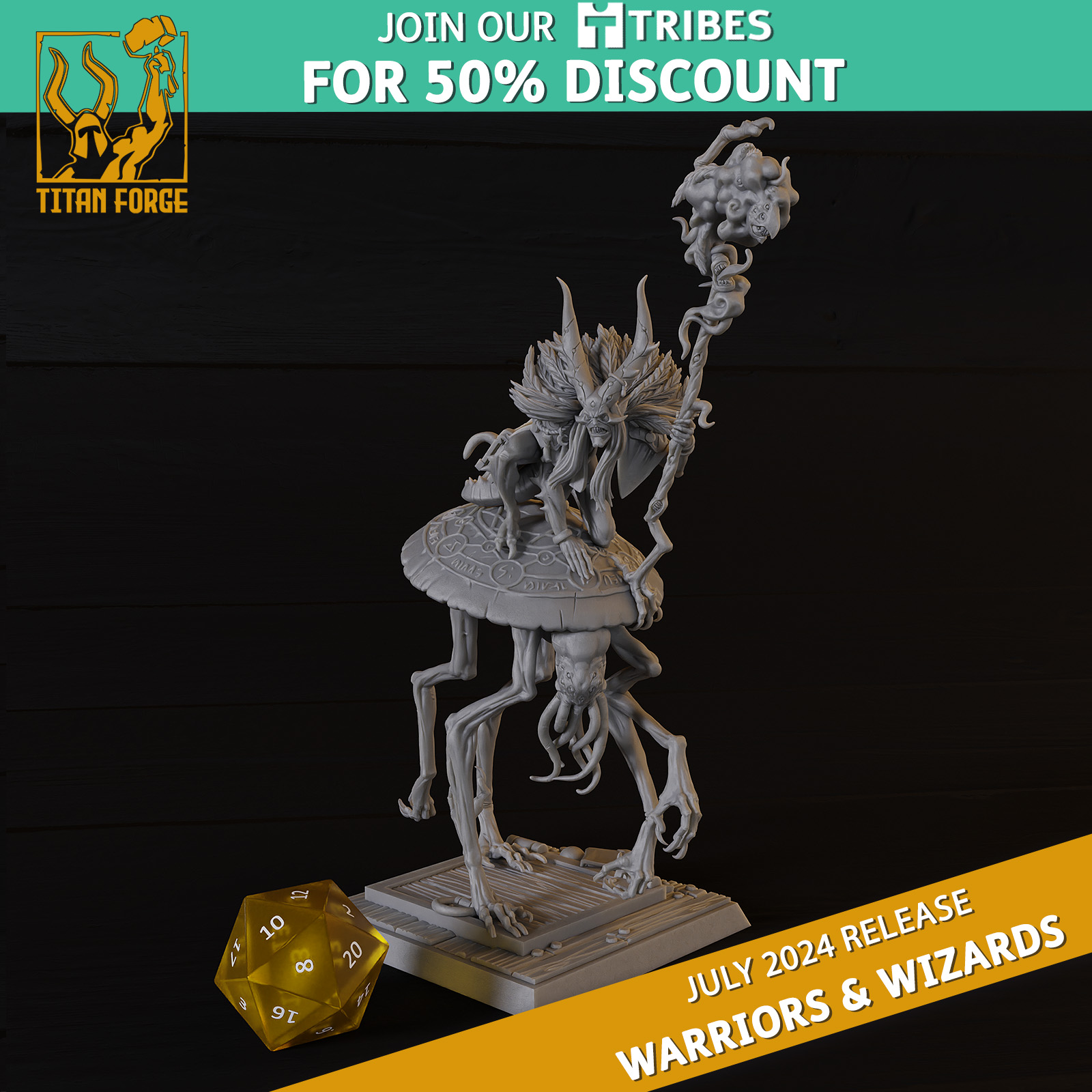 Warriors Wild Sorcerer - Warriors and Wizards - Titan Forge Miniatures July 2024