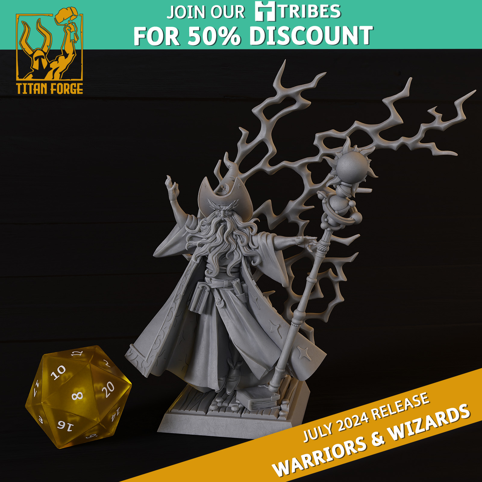 Wizards Archmage - Warriors and Wizards - Titan Forge Miniatures July 2024