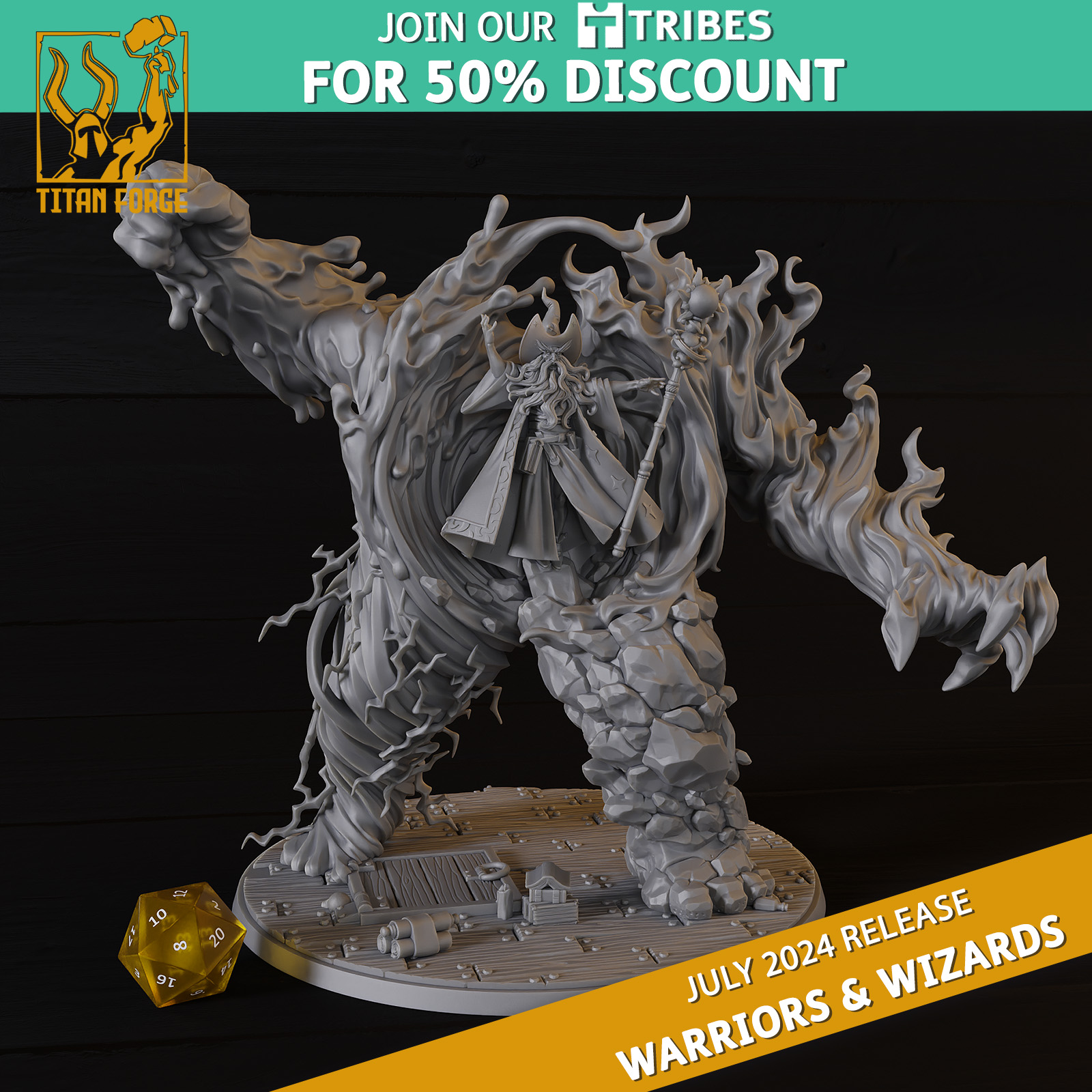 Wizards Elemental Walker - Warriors and Wizards - Titan Forge Miniatures July 2024