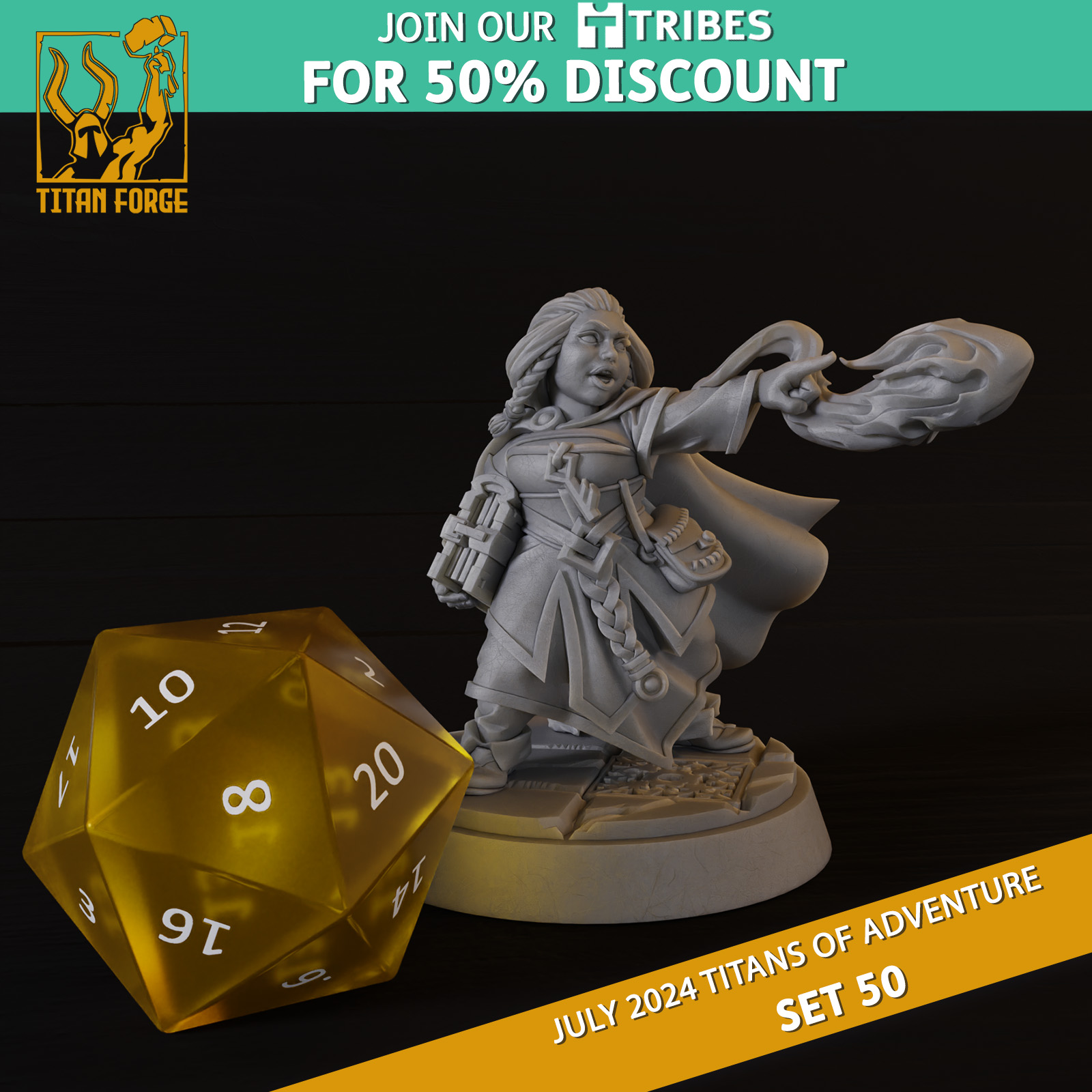 Dwarf Female Wizard - RPG Hero Character D&D 5e - Titans of Adventure Set 50