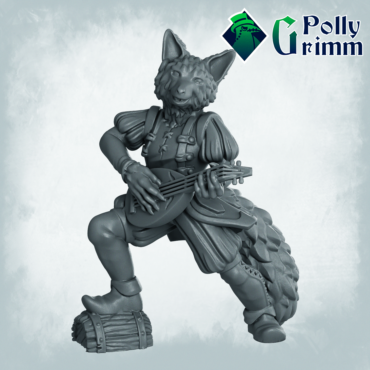 Fantasy and historic miniatures for tabletop games. Lupin set. Three forms, beastman. Bard with lute