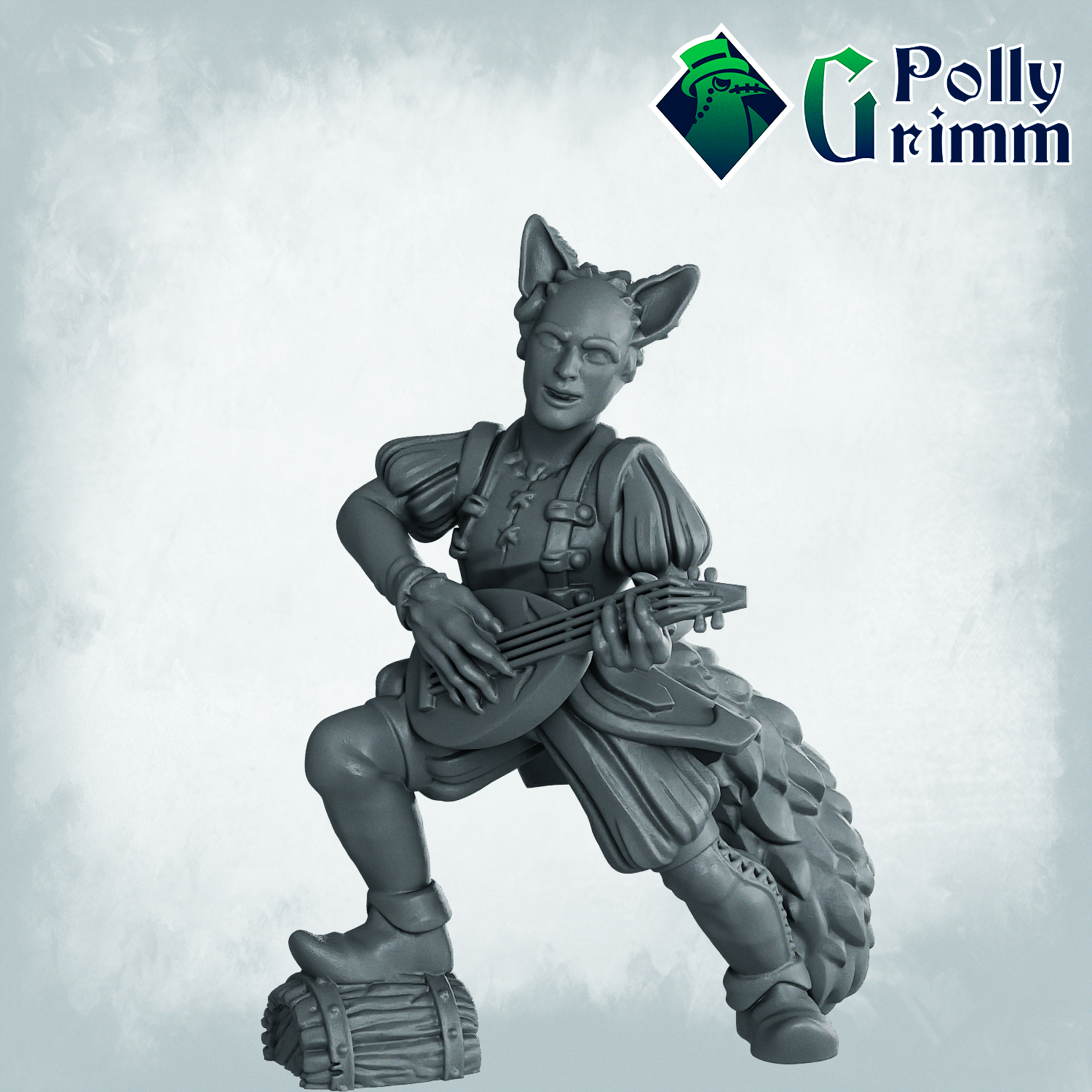 Fantasy and historic miniatures for tabletop games. Lupin set. Three forms, half-beast. Bard with lute