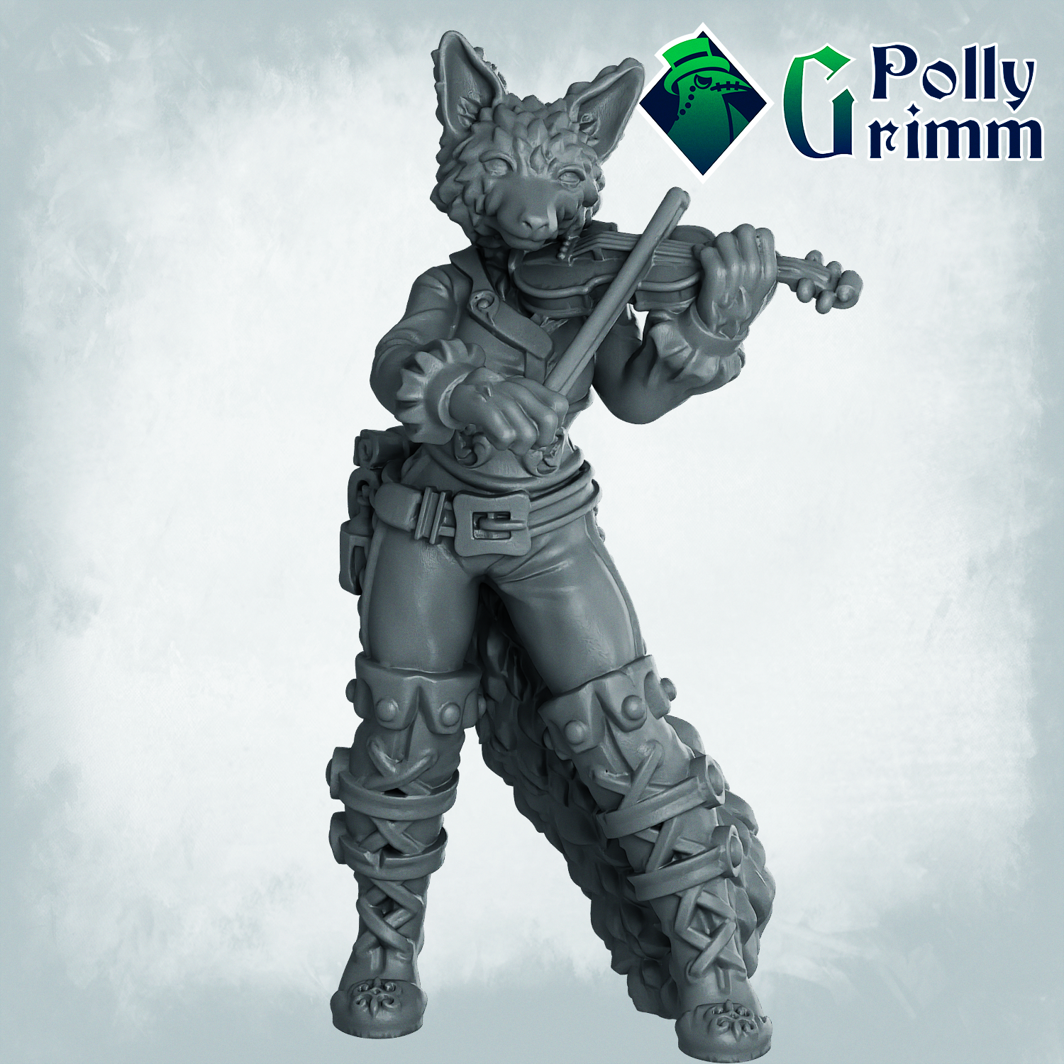 Fantasy and historic miniatures for tabletop games. Lupin set. Three forms, beastman. Bard with violin