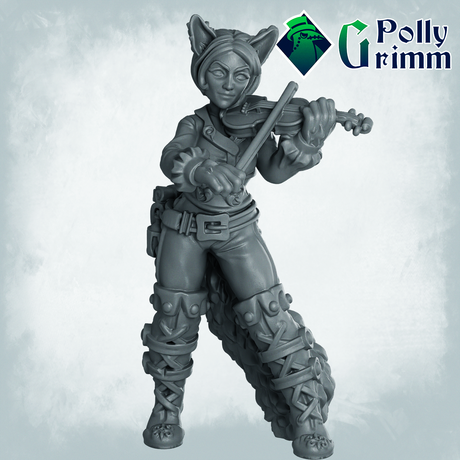 Fantasy and historic miniatures for tabletop games. Lupin set. Three form, half-beast. Bard with lute