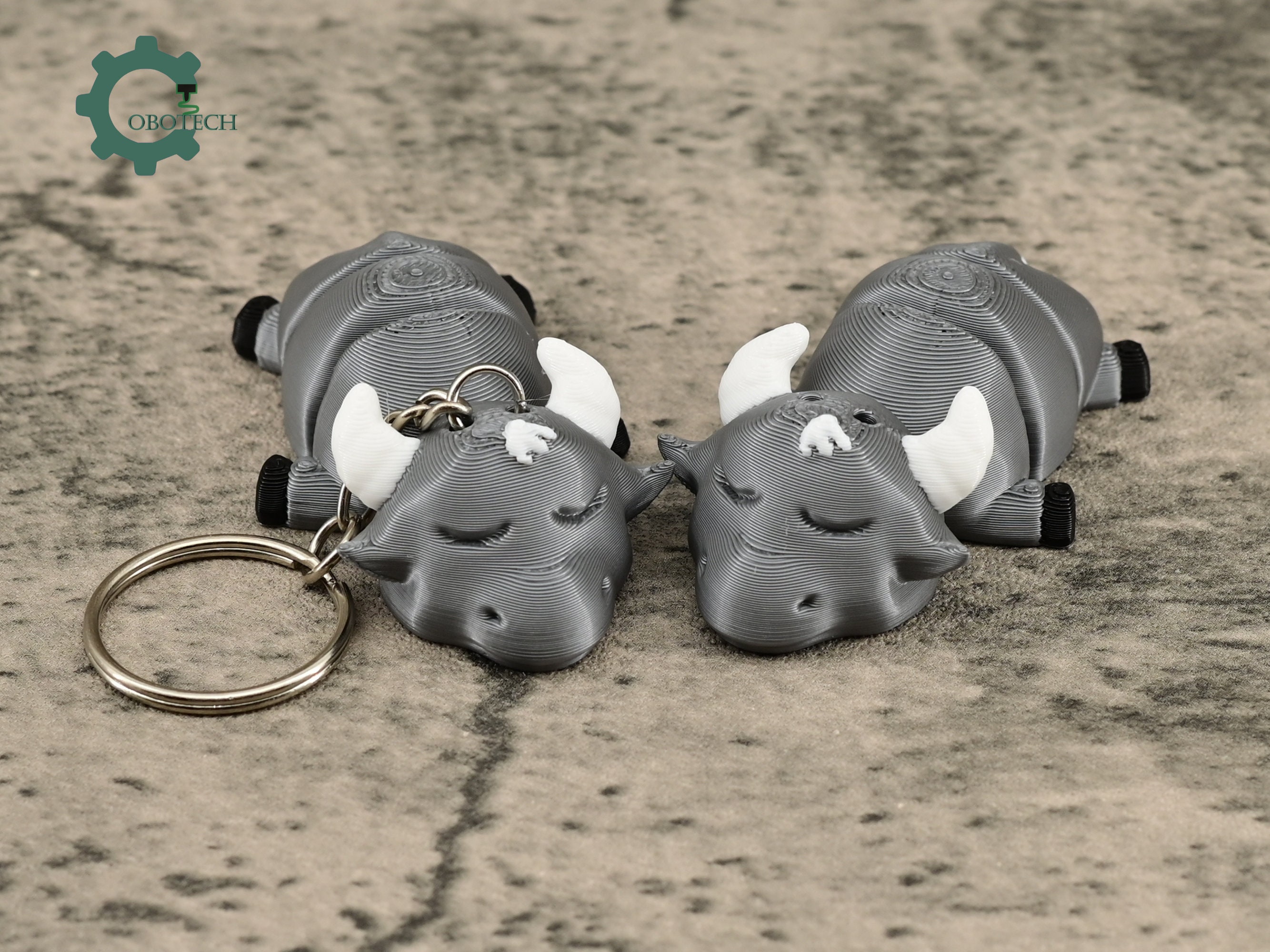 Cute Sleeping Animal Keychain Articulated Buffalo Keychain by Cobotech