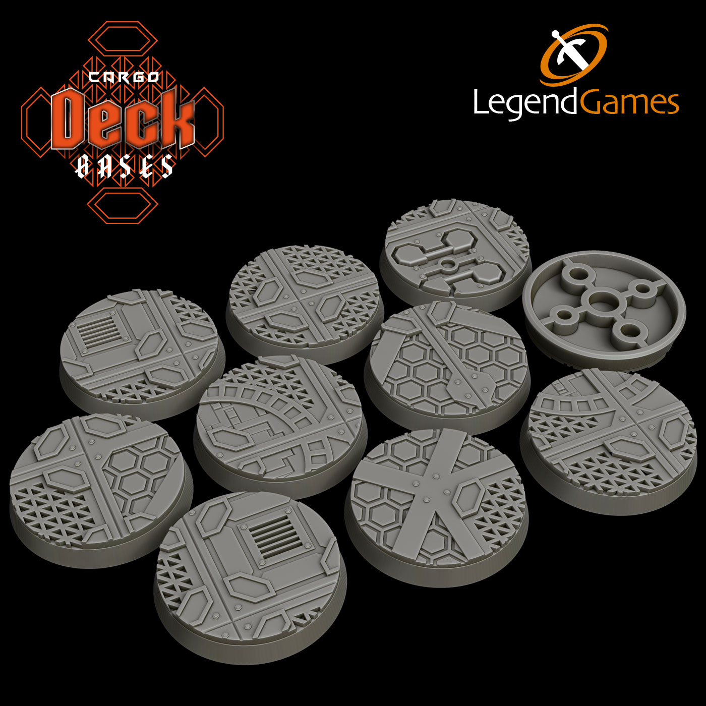 LegendGames 32mm Cargo Deck Bases - Round magnetised Sci-Fi