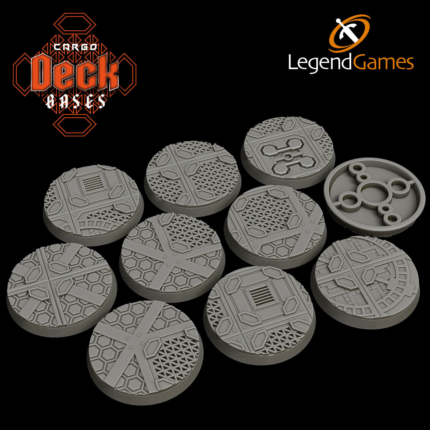 LegendGames 40mm Cargo Deck Bases - Round magnetised Sci-Fi