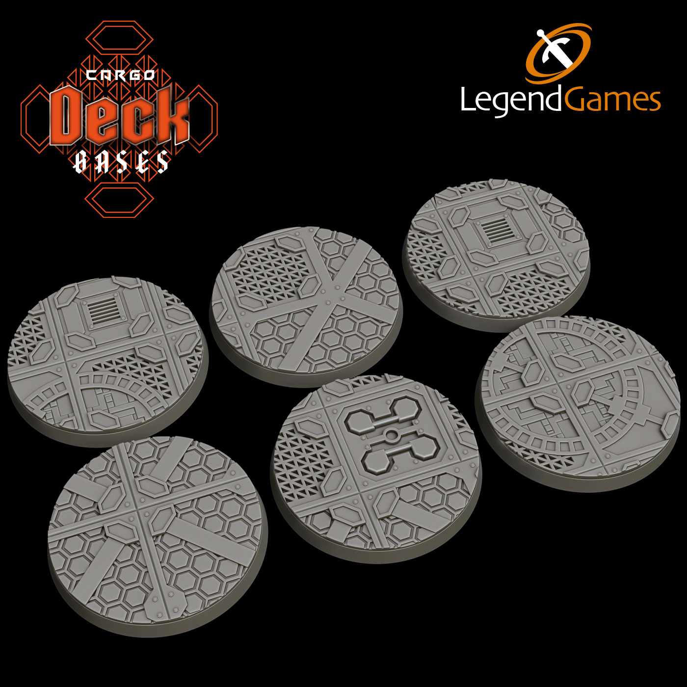 LegendGames 50mm Cargo Deck Bases - Round magnetised Sci-Fi