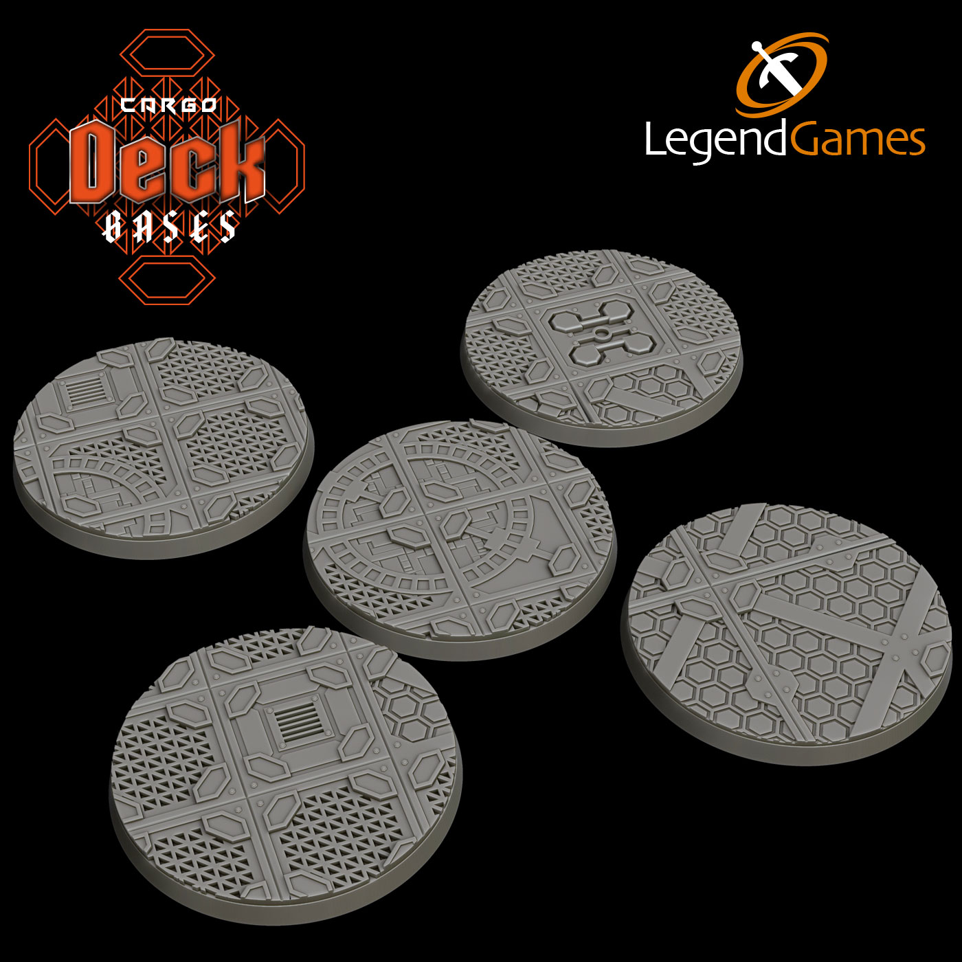 LegendGames 60mm Cargo Deck Bases - Round magnetised Sci-Fi