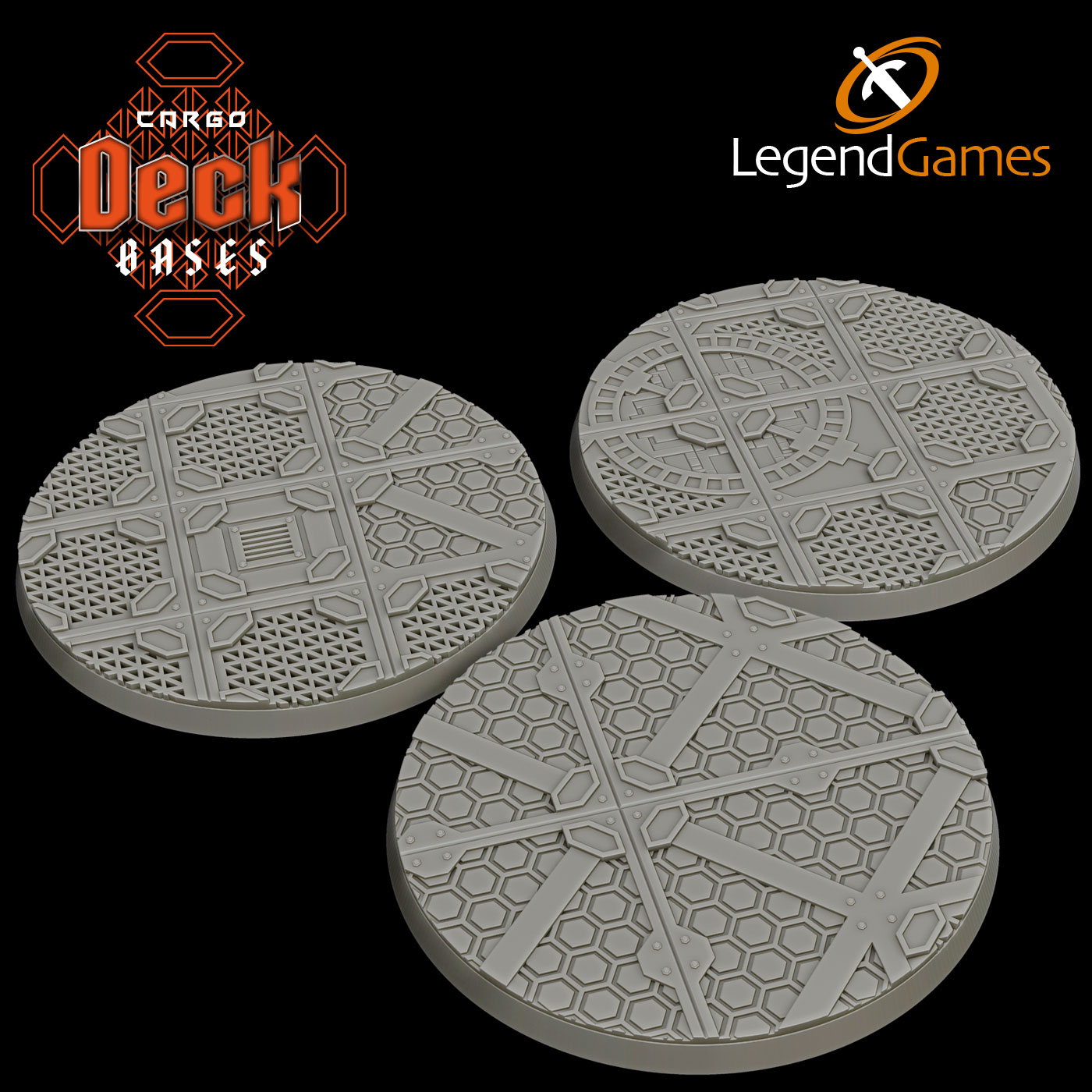 LegendGames 80mm Cargo Deck Bases - Round magnetised Sci-Fi
