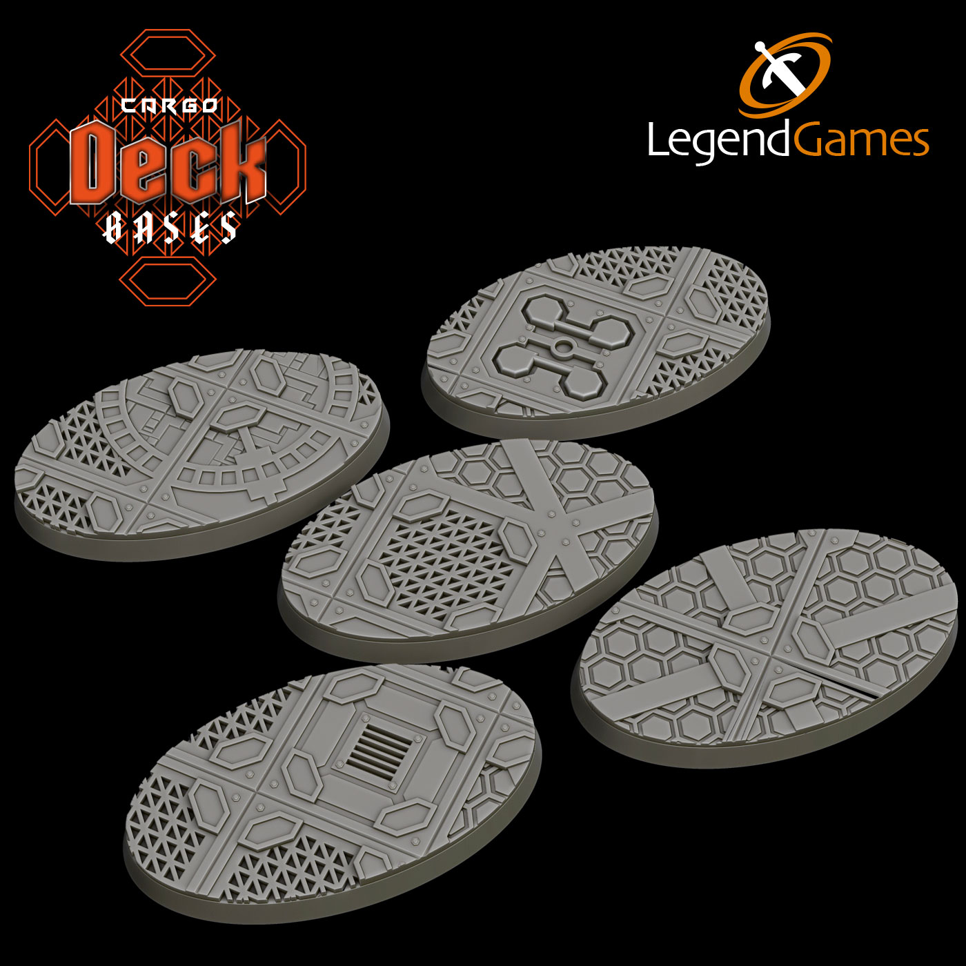 LegendGames 60x35mm Cargo Deck Bases - Oval magnetised Sci-Fi