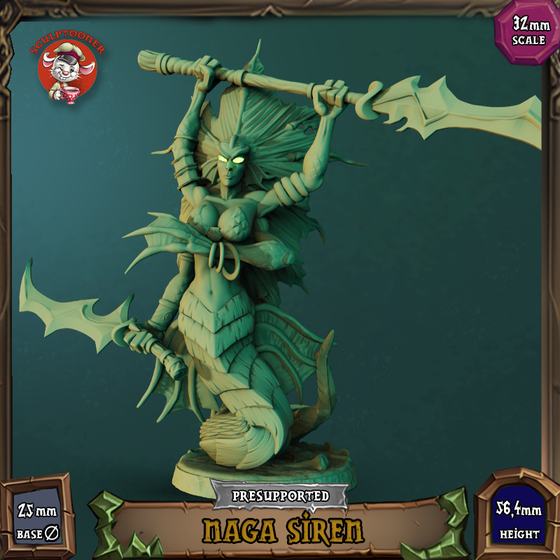 Naga Siren - 32mm scale pre-supported miniature