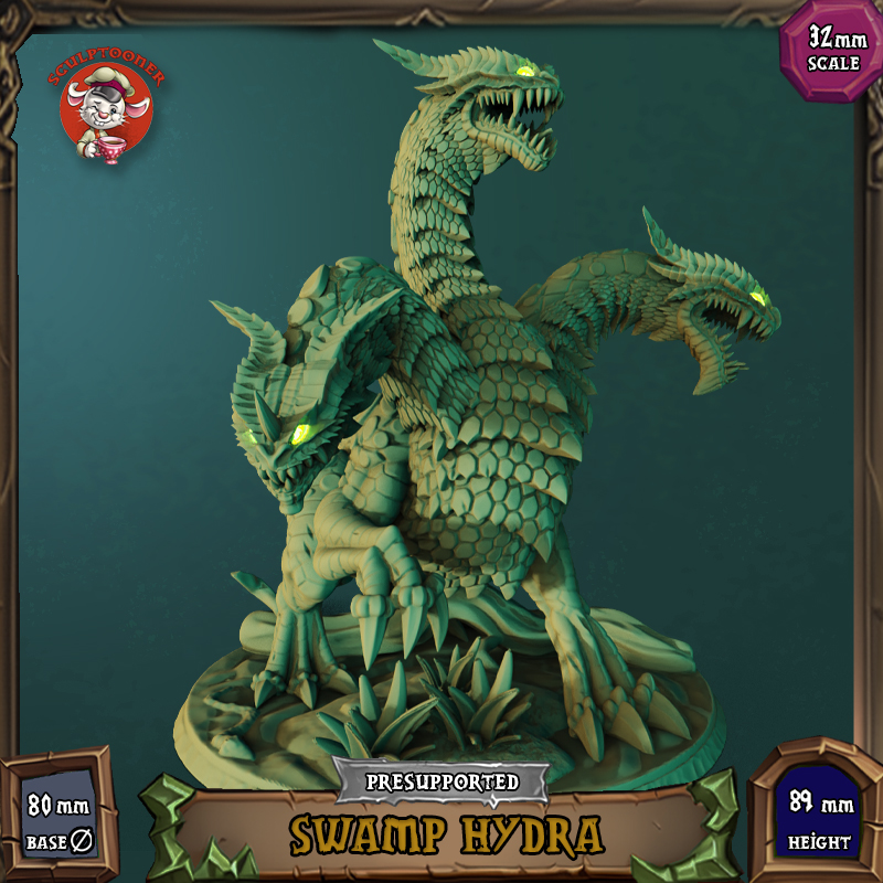 Swamp Hydra - 32mm scale pre-supported miniature