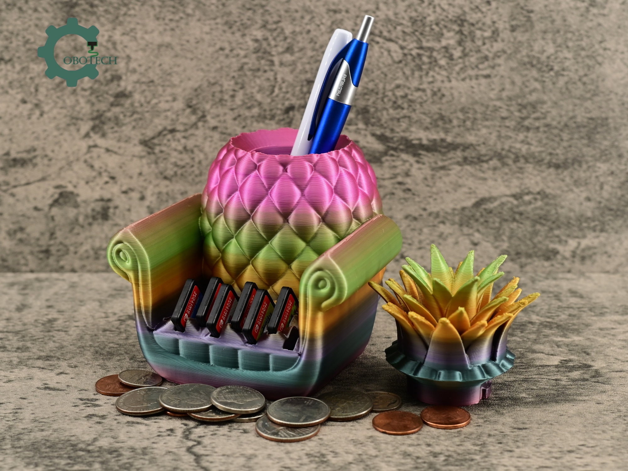 Cobotech Pineapple Sofa Card Holder by Cobotech - Fun Gaming Desk Accessory & Pen Holder