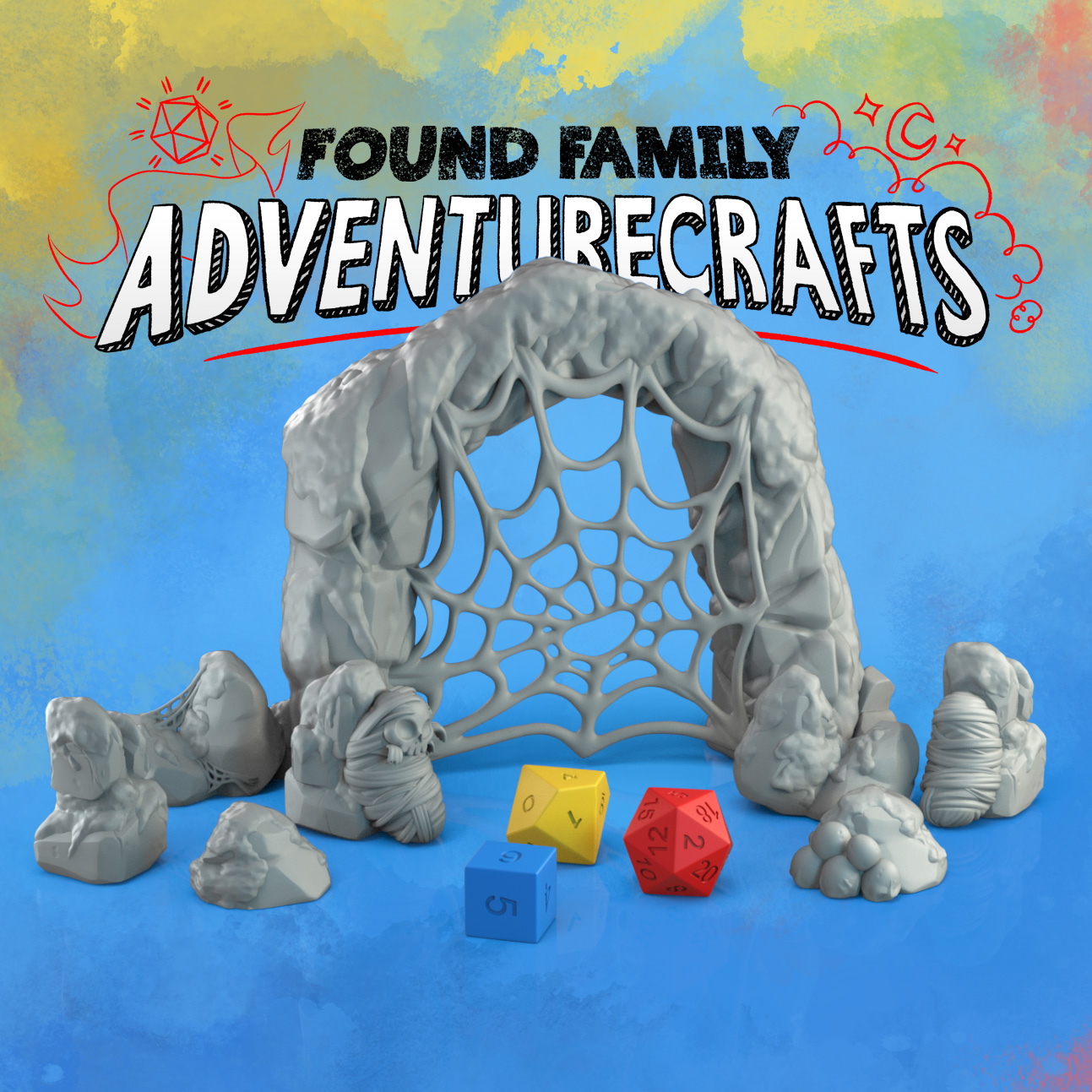 Spooky Spider Cave Terrain - Archway & Rocks with webbed variants