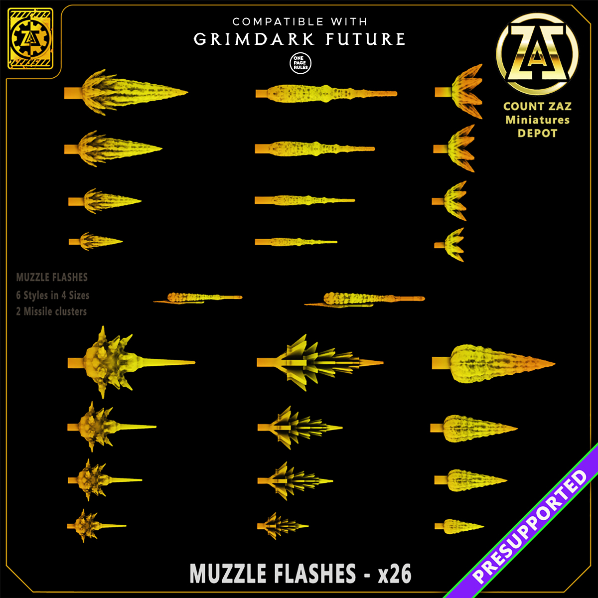 MUZZLE FLASHES - 6 TYPES IN 4 SIZES - NOW PRESUPPORTED! Added a new SUPPORTED zip - see description