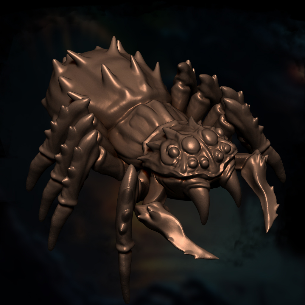 Giant Spider | Large Arachnid | Cave Spider Predator | DnD 5e STL Miniature | 32mm Resin