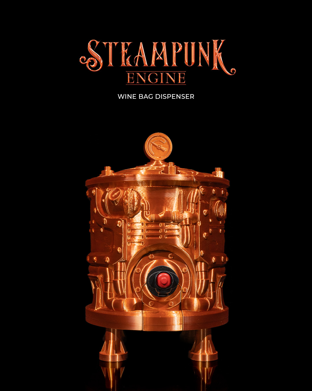 Steampunk Engine Wine Bag Dispenser