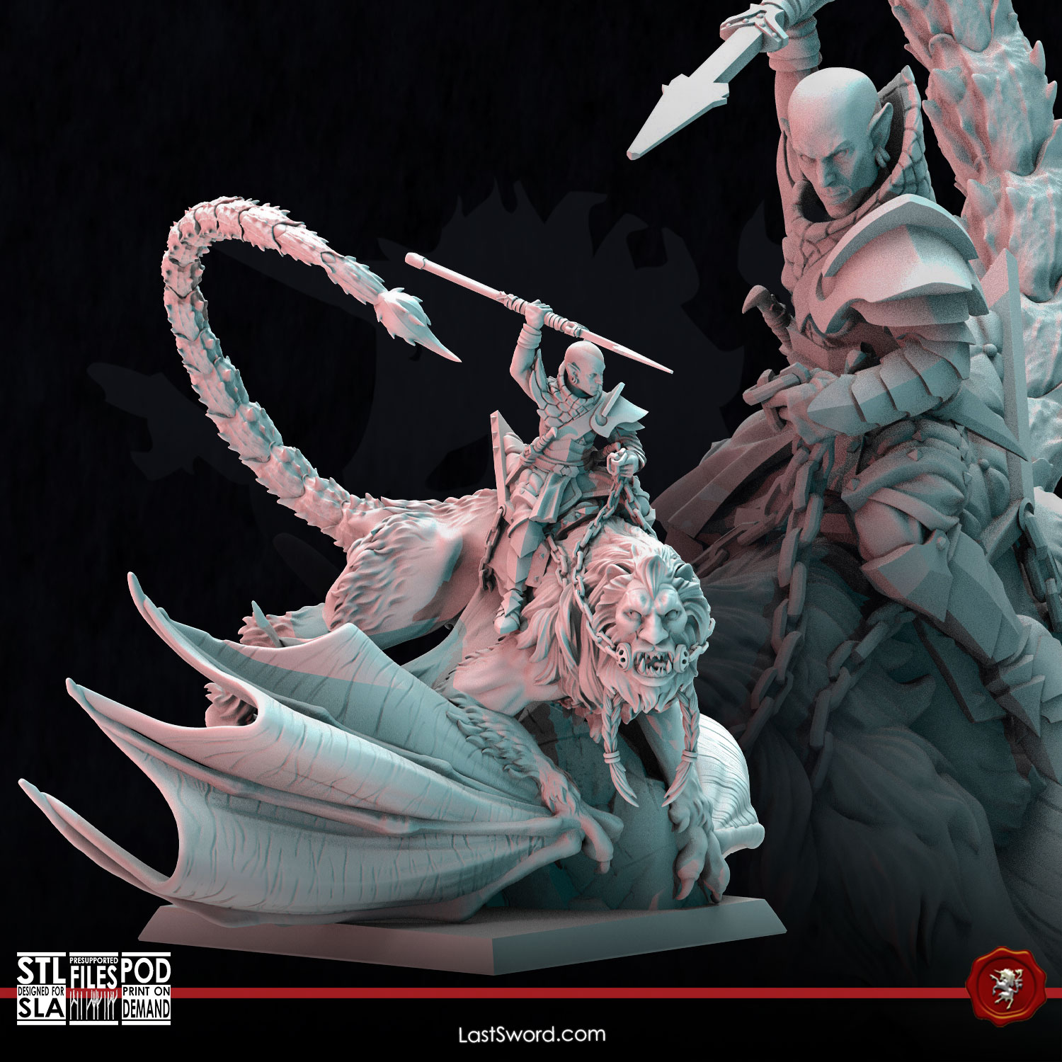 Beast Master on Manticore | Pre-Supported | 30mm Fantasy