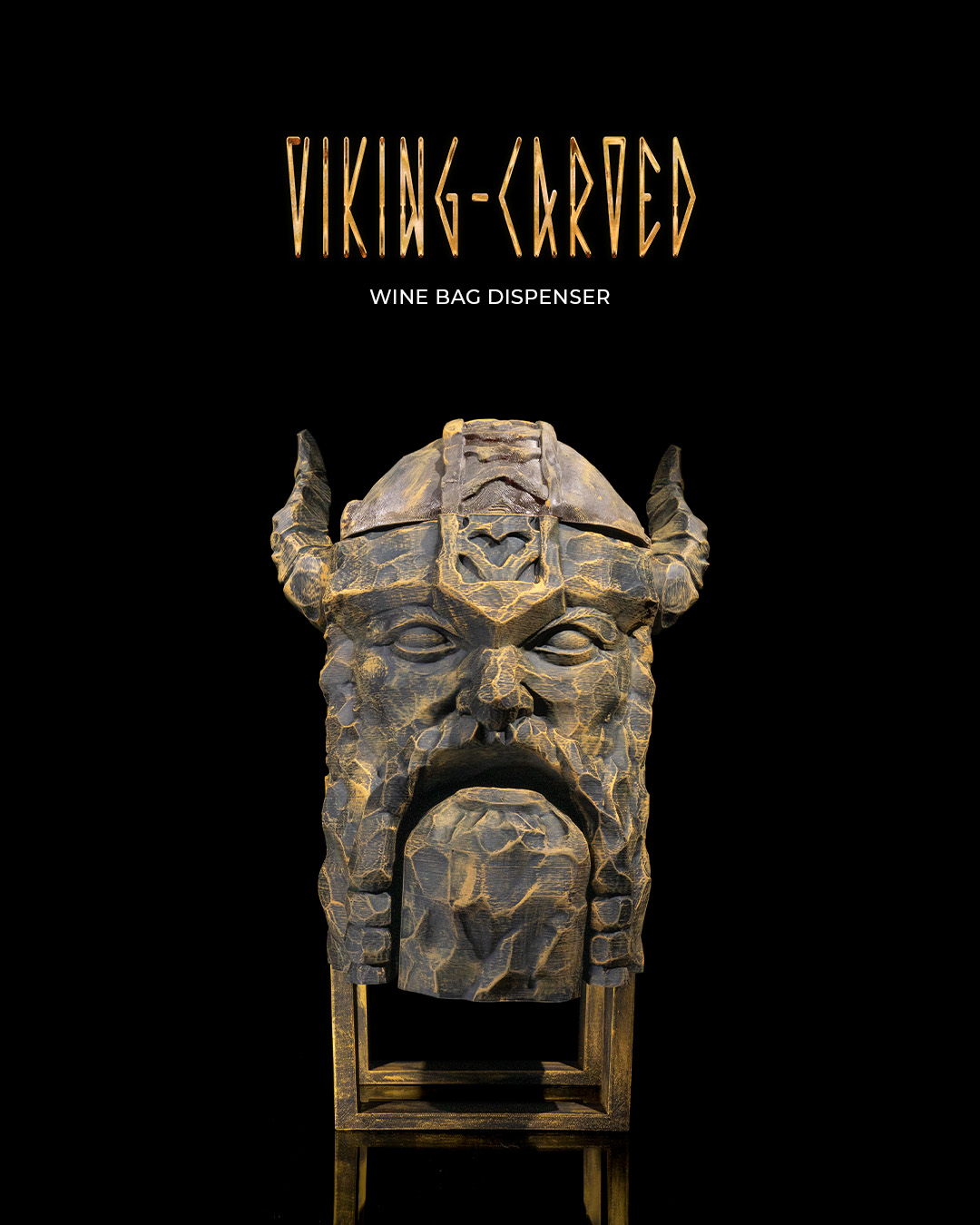 Viking Carved Wine Bag Dispenser