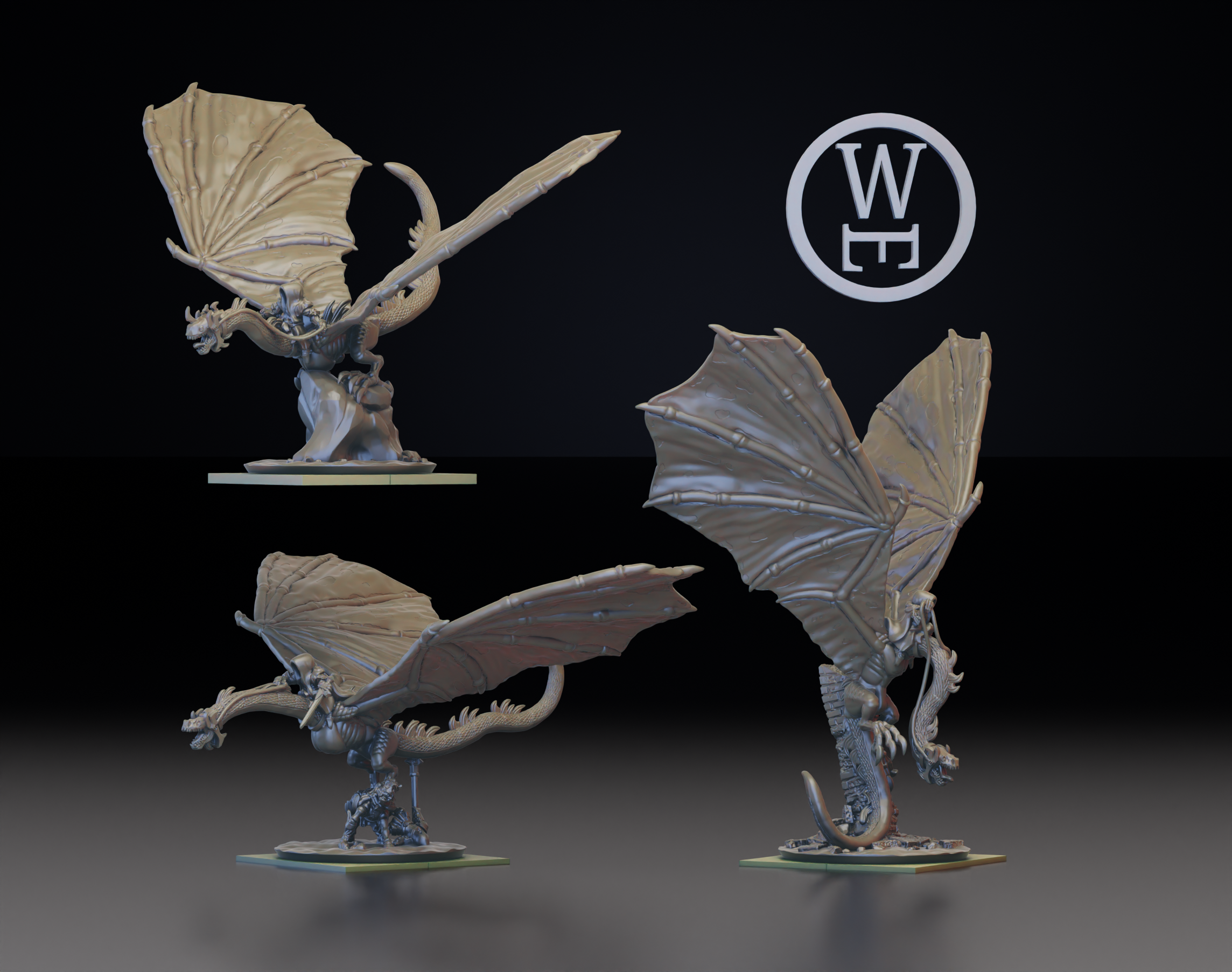 Morghei Witch Knights on Adolescent Arcteroptix (10mm Warmaster)