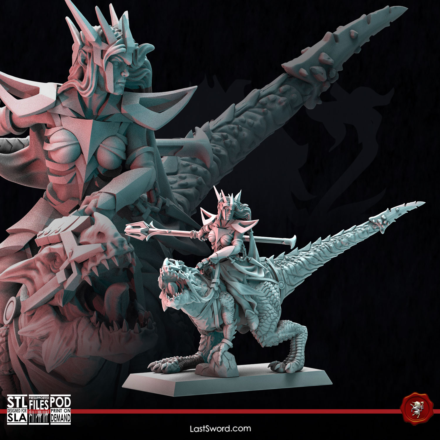 Sorceress on Raptor | Pre-Supported | 30mm Fantasy