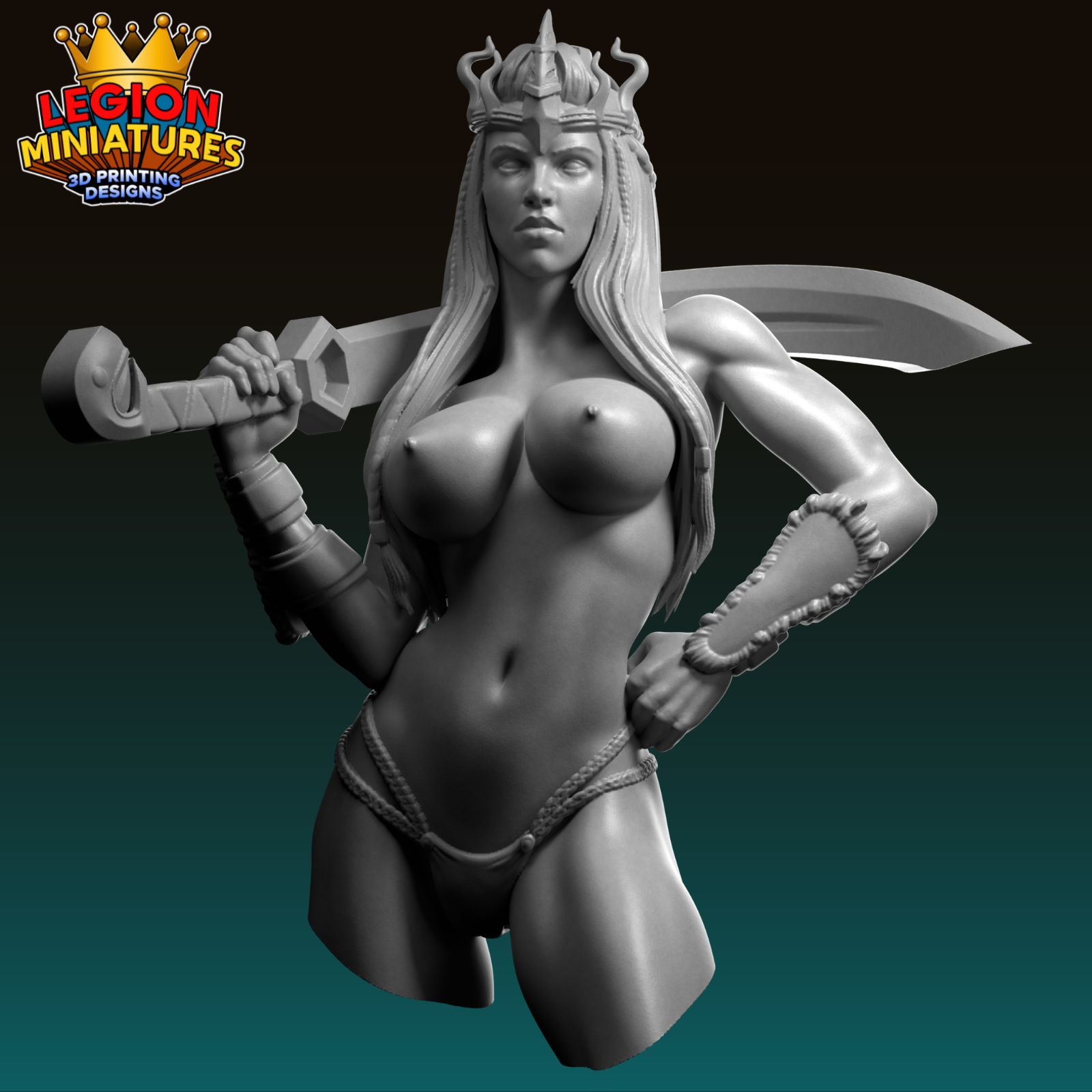 Ragna v2 bust barbarian warrior presupported 75mm