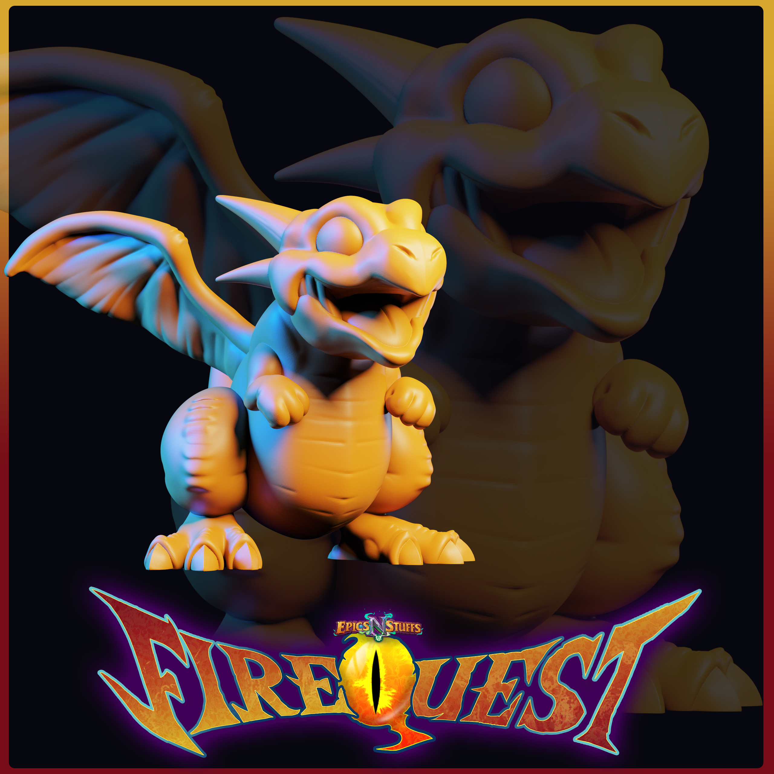 Whelpling, Fire Quest Miniature - Pre-Supported