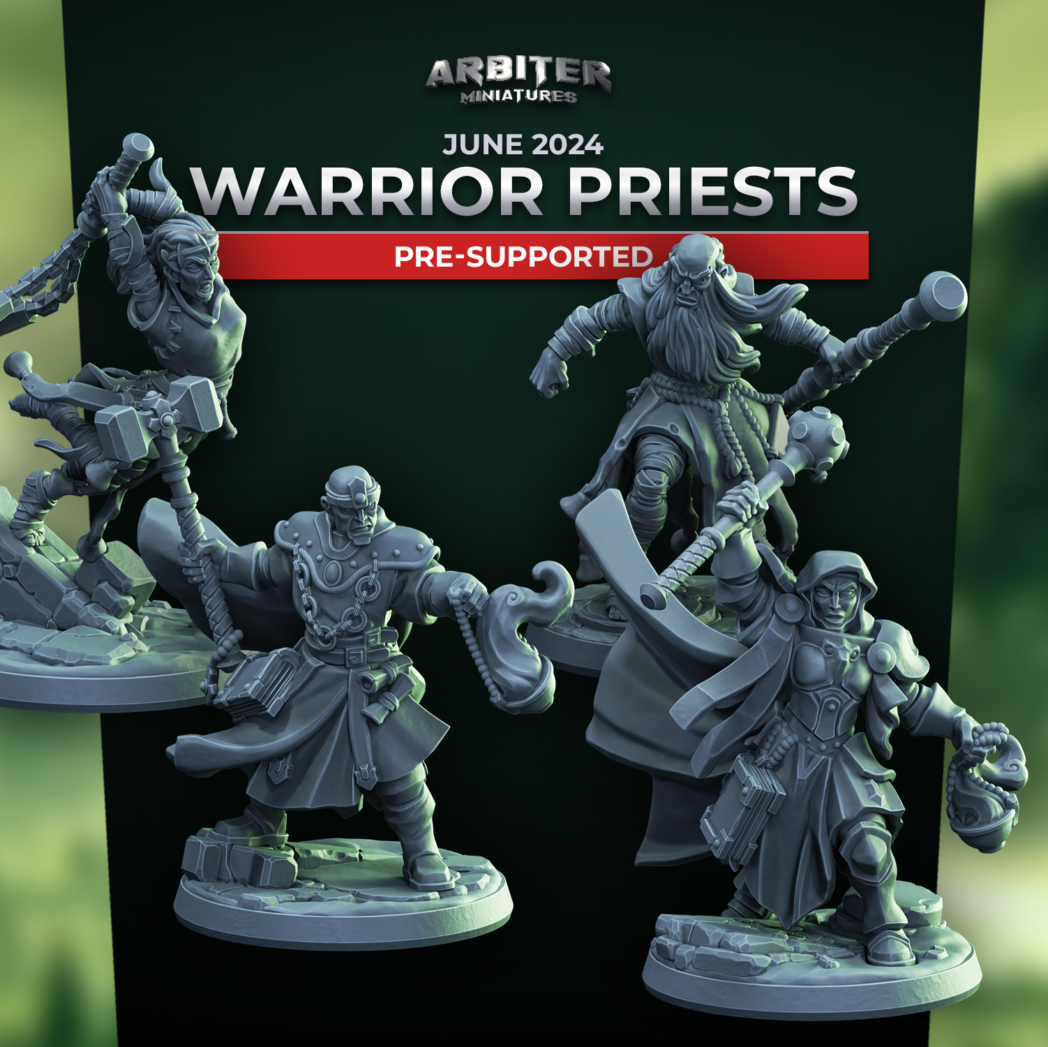 Arbiter Miniatures June 2024 Warrior Priests Presupported