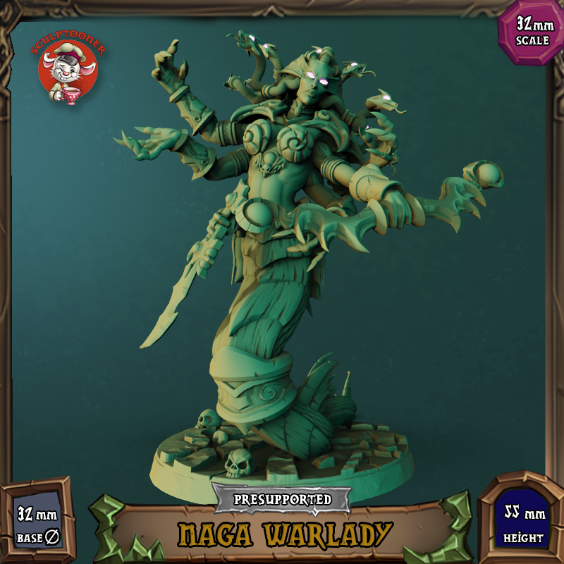 Naga Warlady - 32mm scale pre-supported miniature