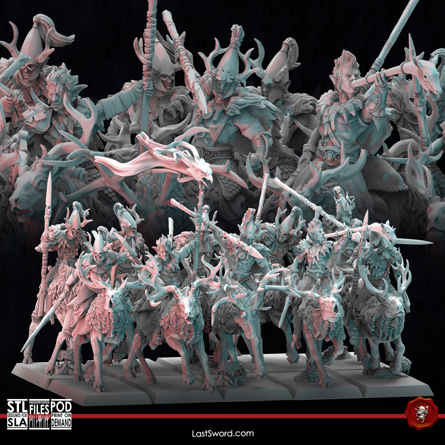 Wild Hunters on deer | Pre-Supported | 30mm Fantasy
