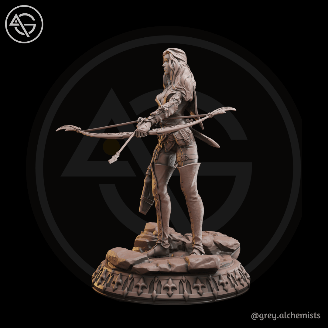 Elara the Human Archer, DnD Miniatures - Fantasy Character in 32mm & 75mm - DnD STL (Pre-Supported)