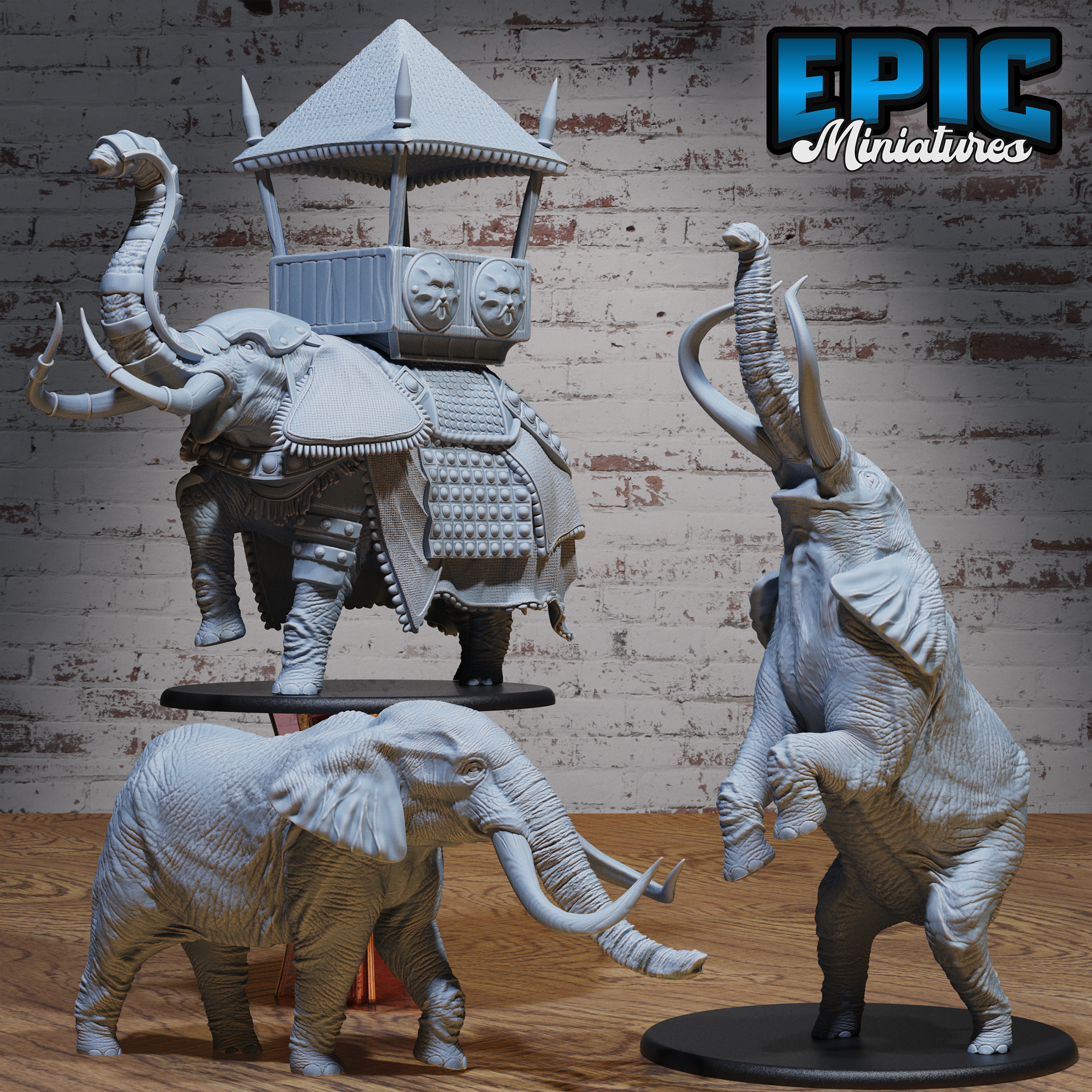 Safari Elephant Set / Utopian Wild Animal / African Tusked Beast / Tribal Creature / Southern Monster / Large Mammalia