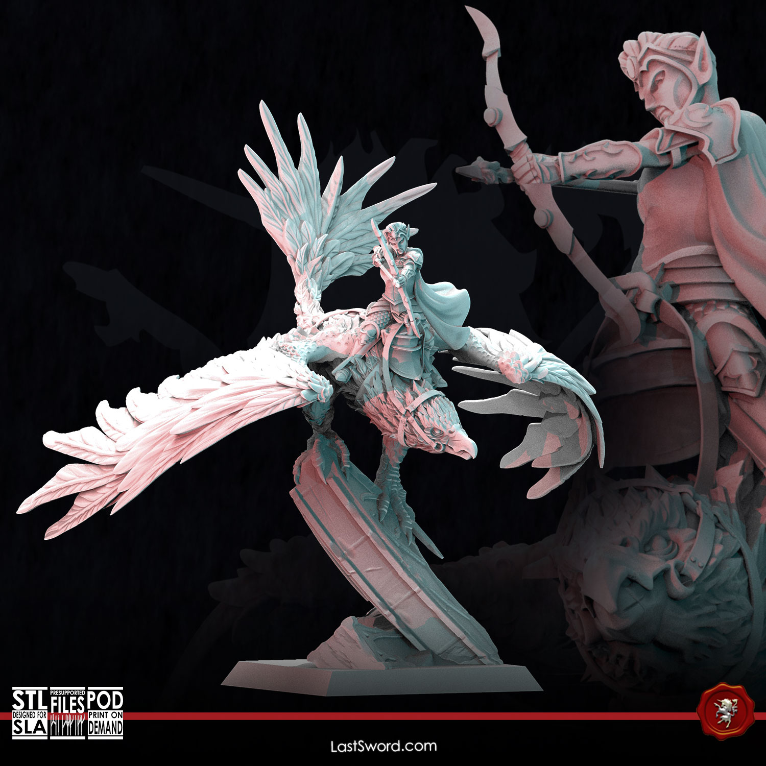 Queen Maiden on Eagle | Pre-Supported | 30mm Fantasy