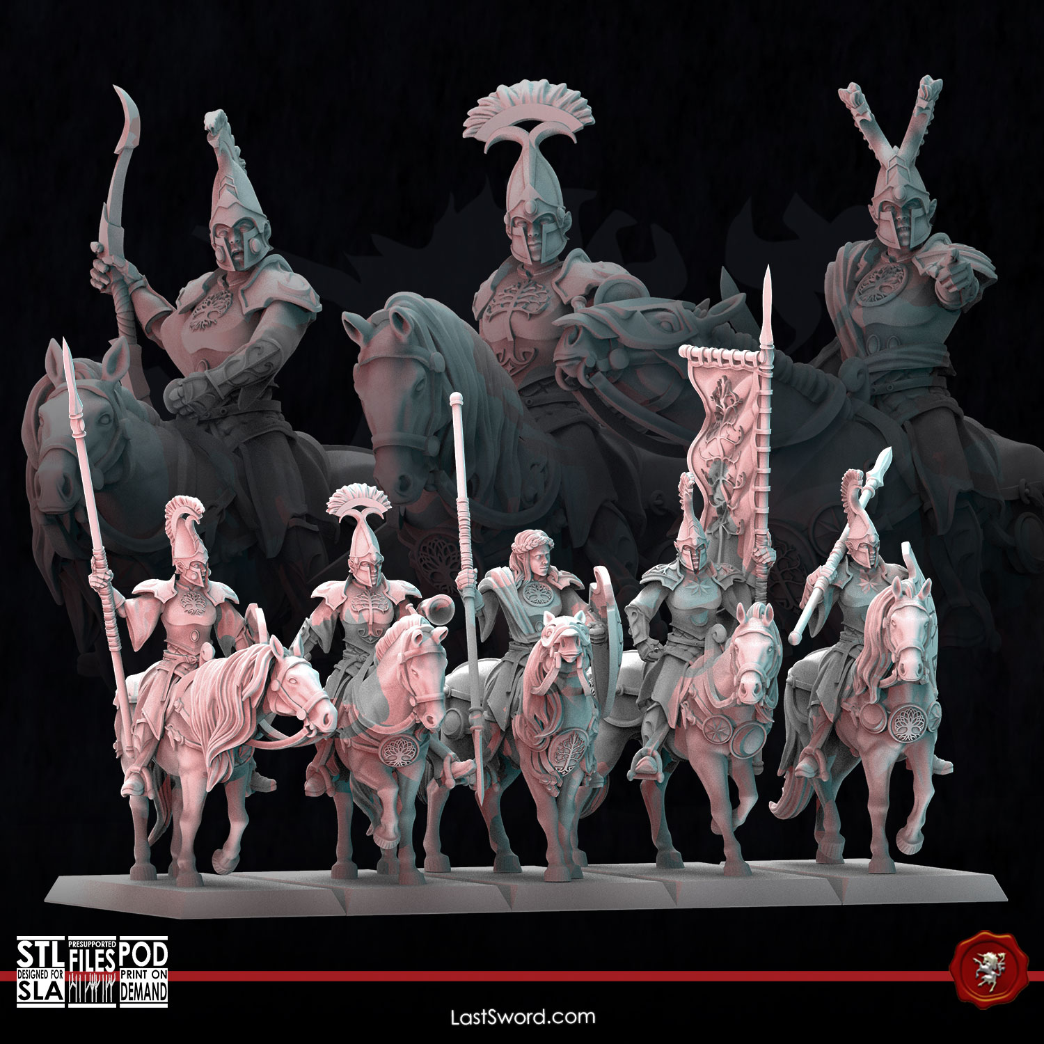 Queen’s Guard on horse | Pre-Supported | 30mm High Elves