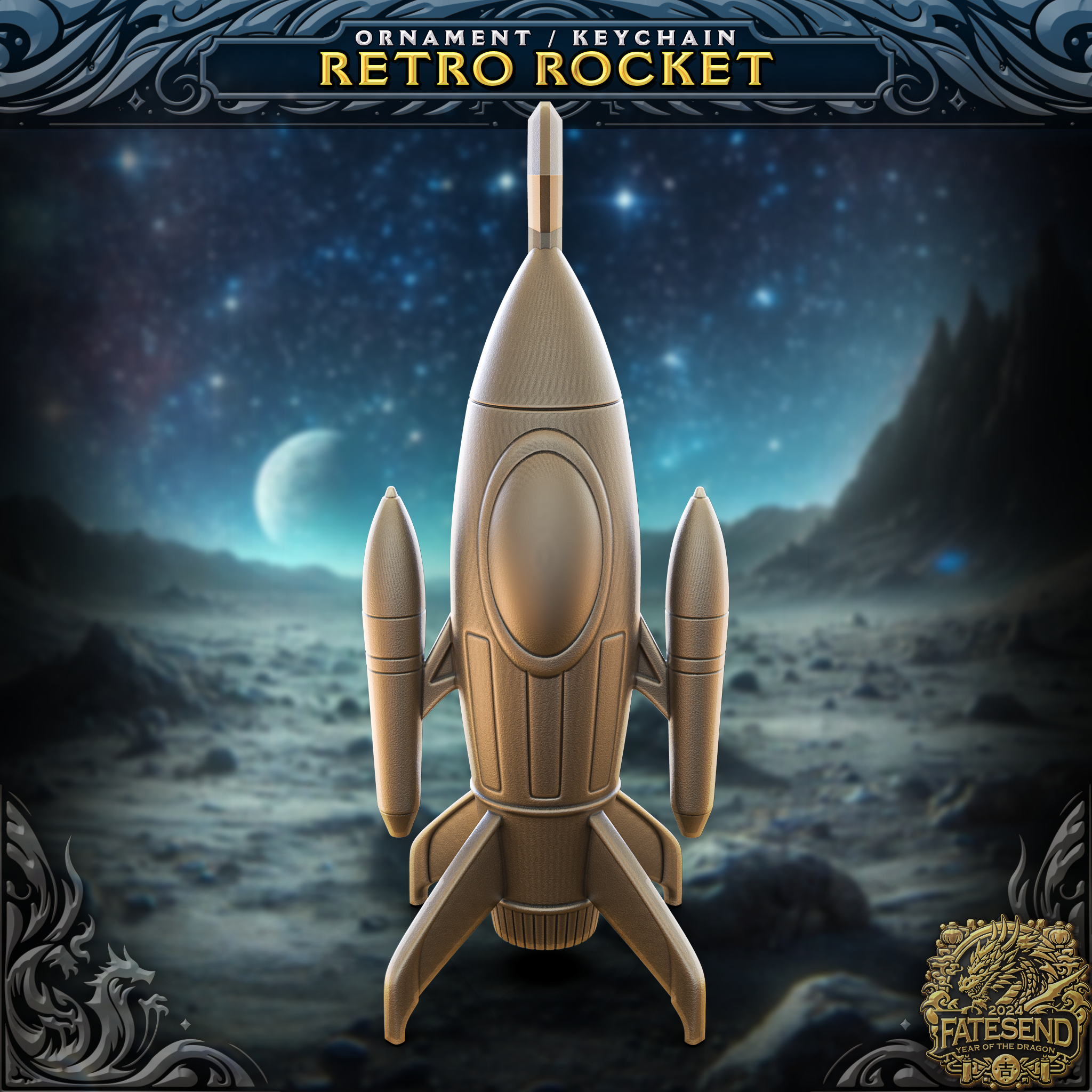 Retro Rocket - Ornament