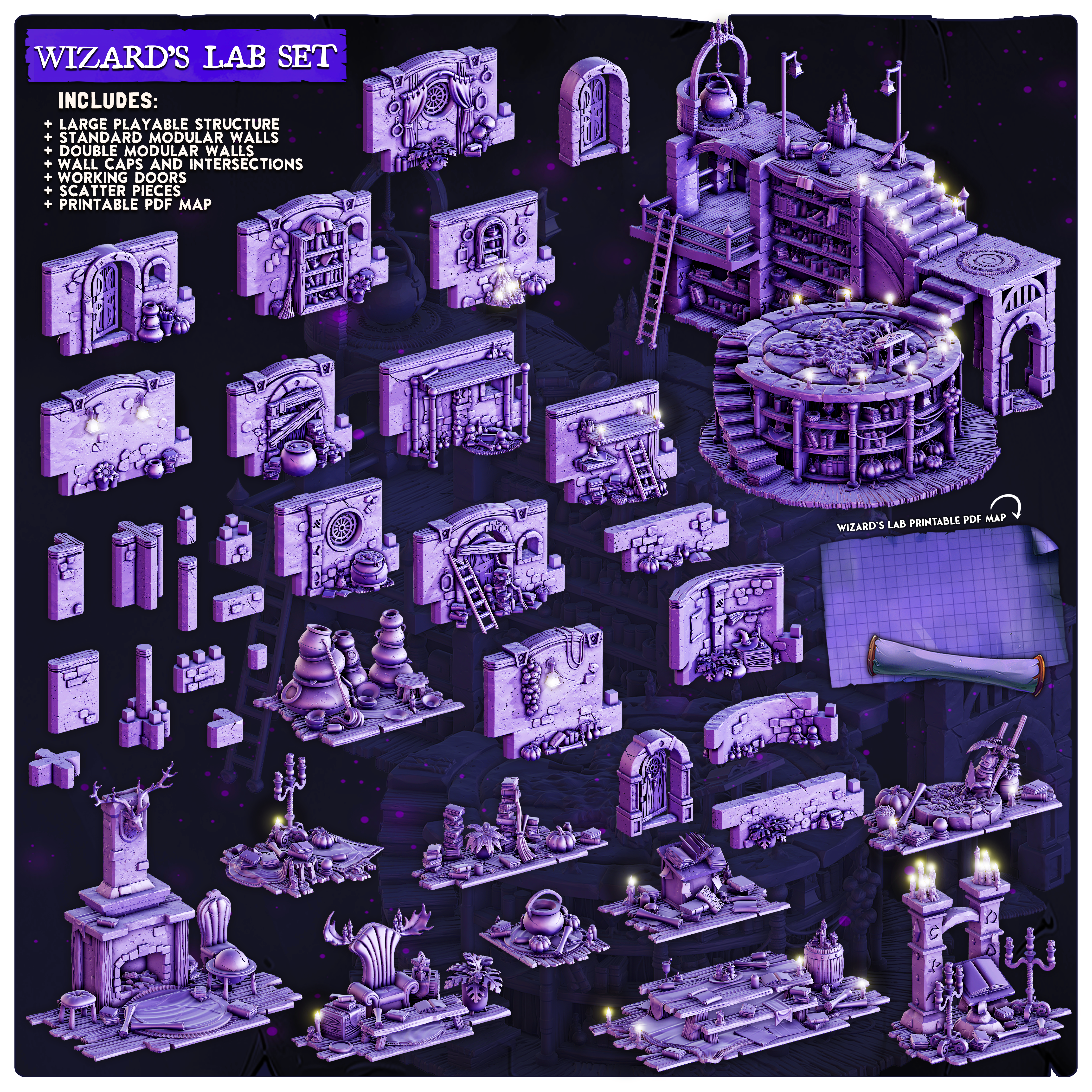 Wizard's Lab Set (Pre-Supported) - Terrain | Cast n Play