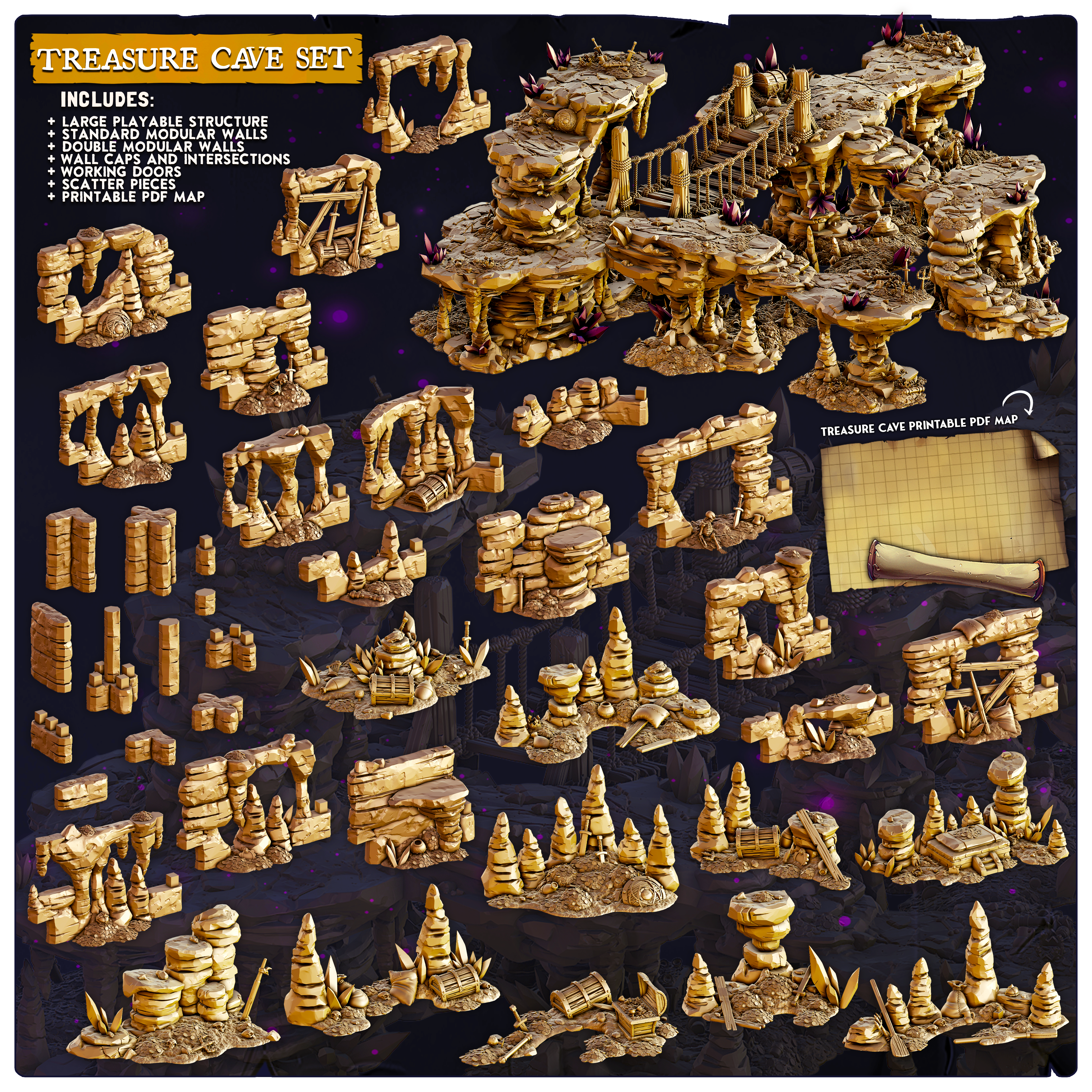 Treasure Cave Set (Pre-Supported) - Terrain | Cast n Play