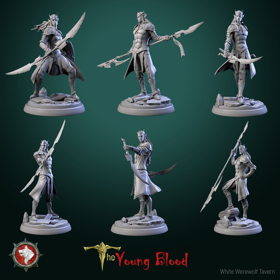 Elf male Warriors 32mm set 6 miniatures pre-supported